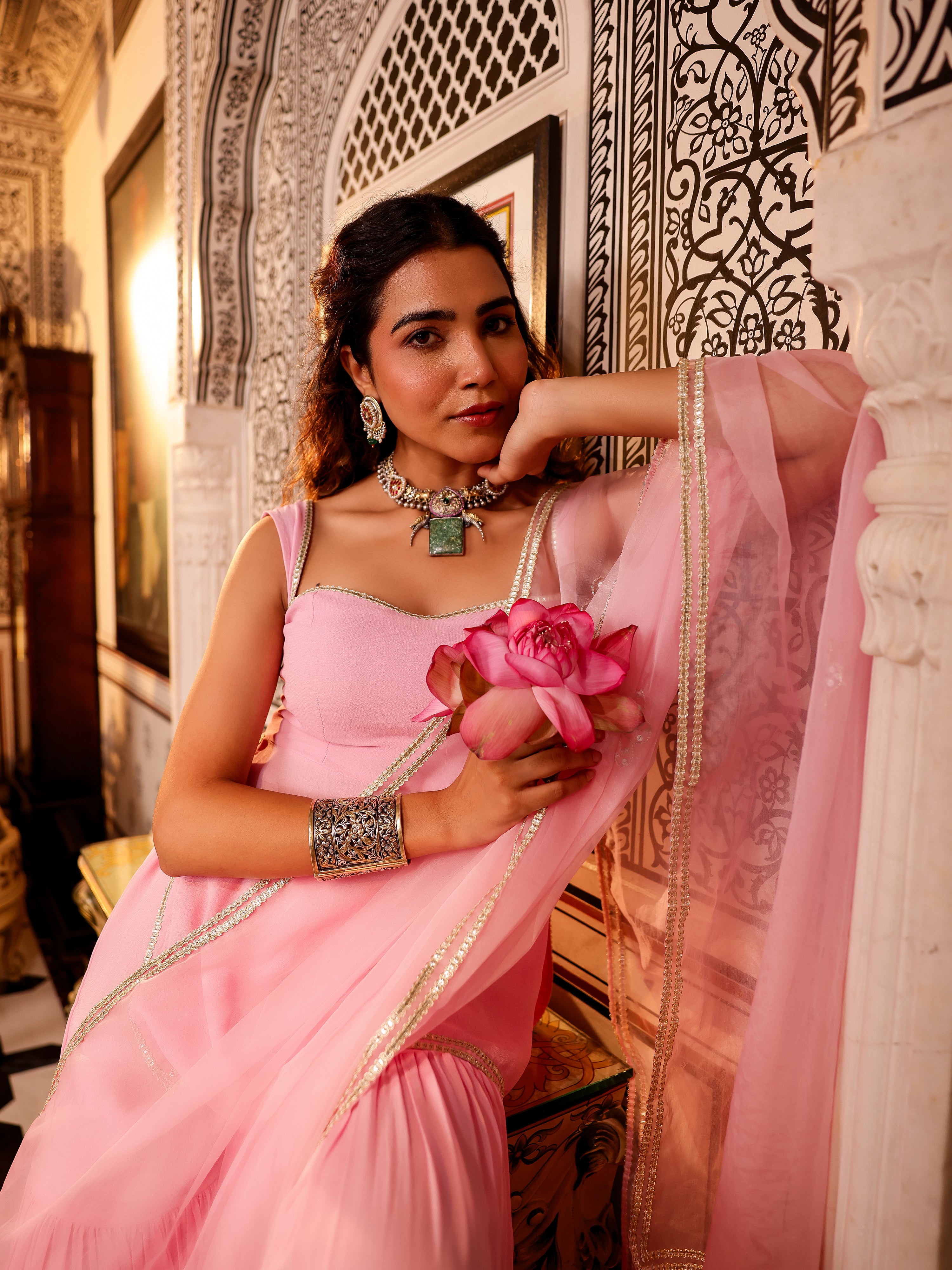 Mahira Solid Georgette Gharara Set