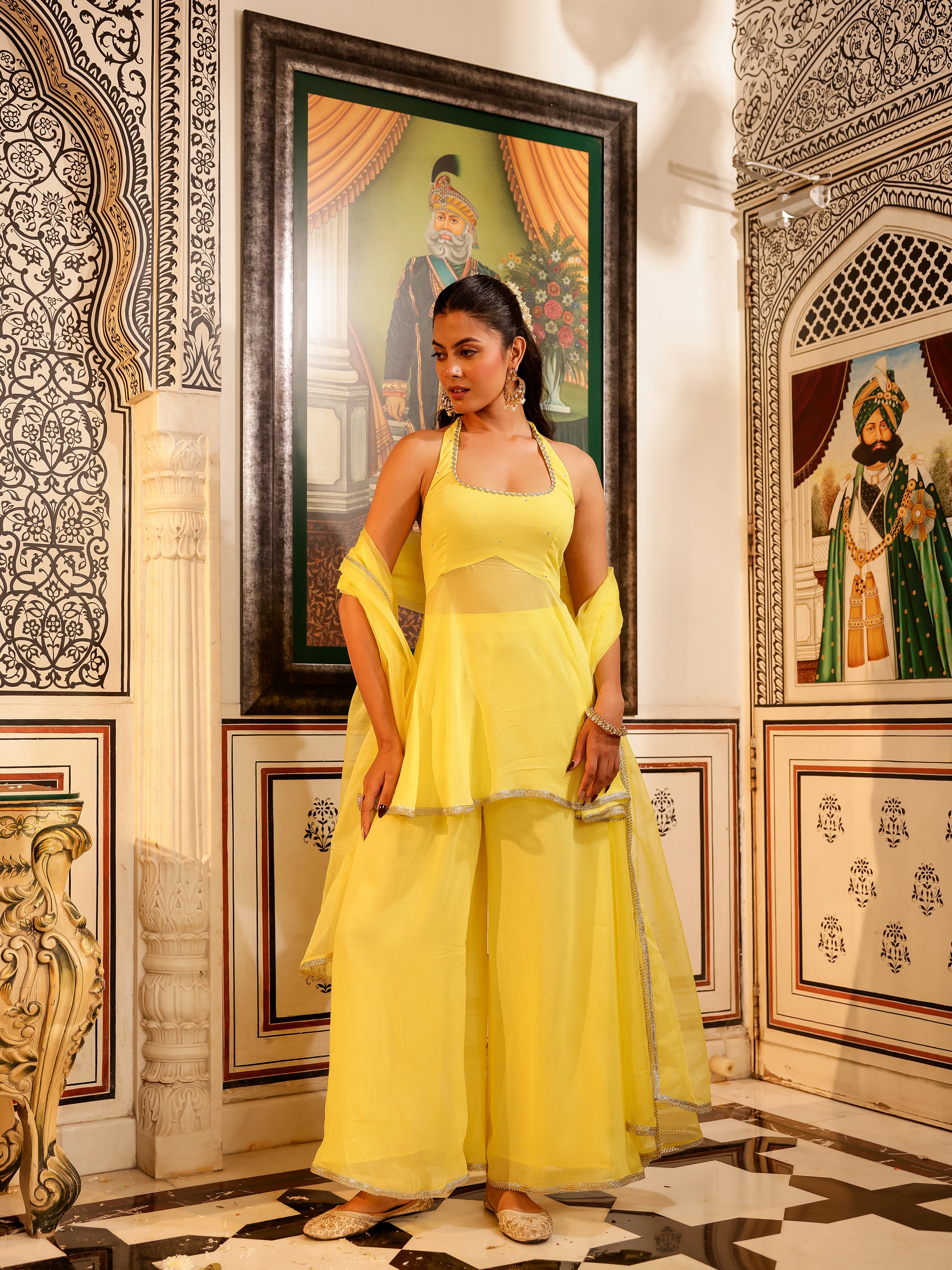 Bhavya Solid Georgette Sharara Set