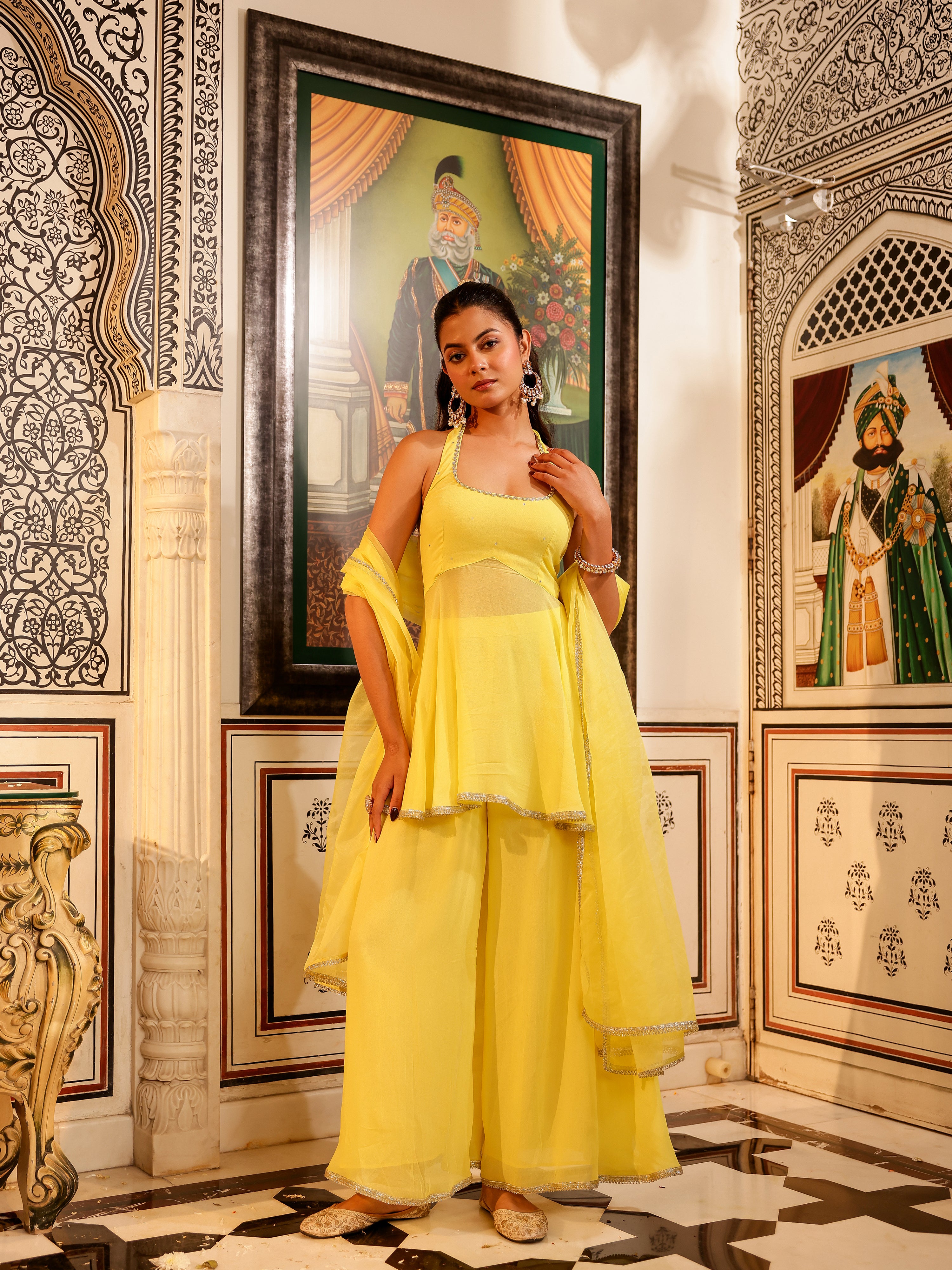 Bhavya Solid Georgette Sharara Set