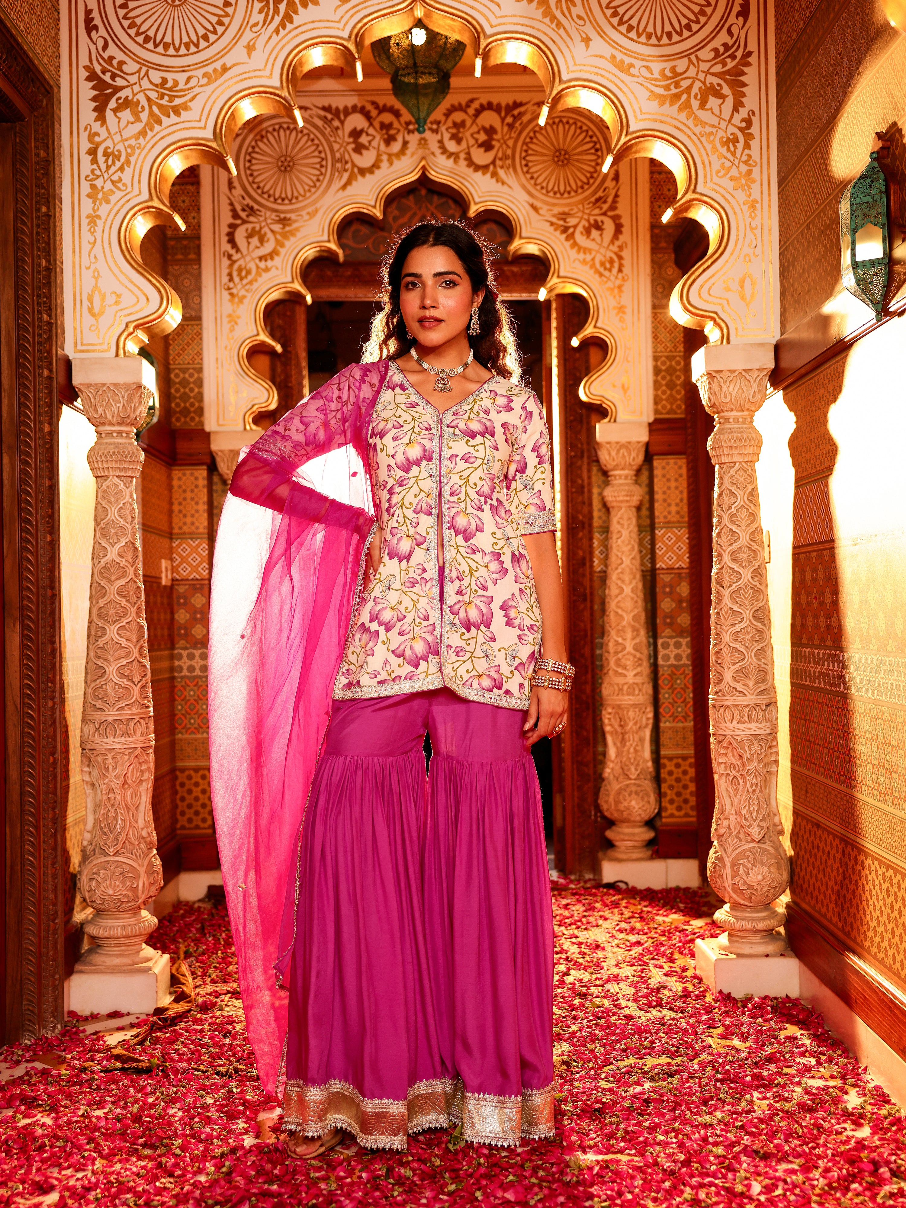 Devyana Handblock Cotton Gharara Set