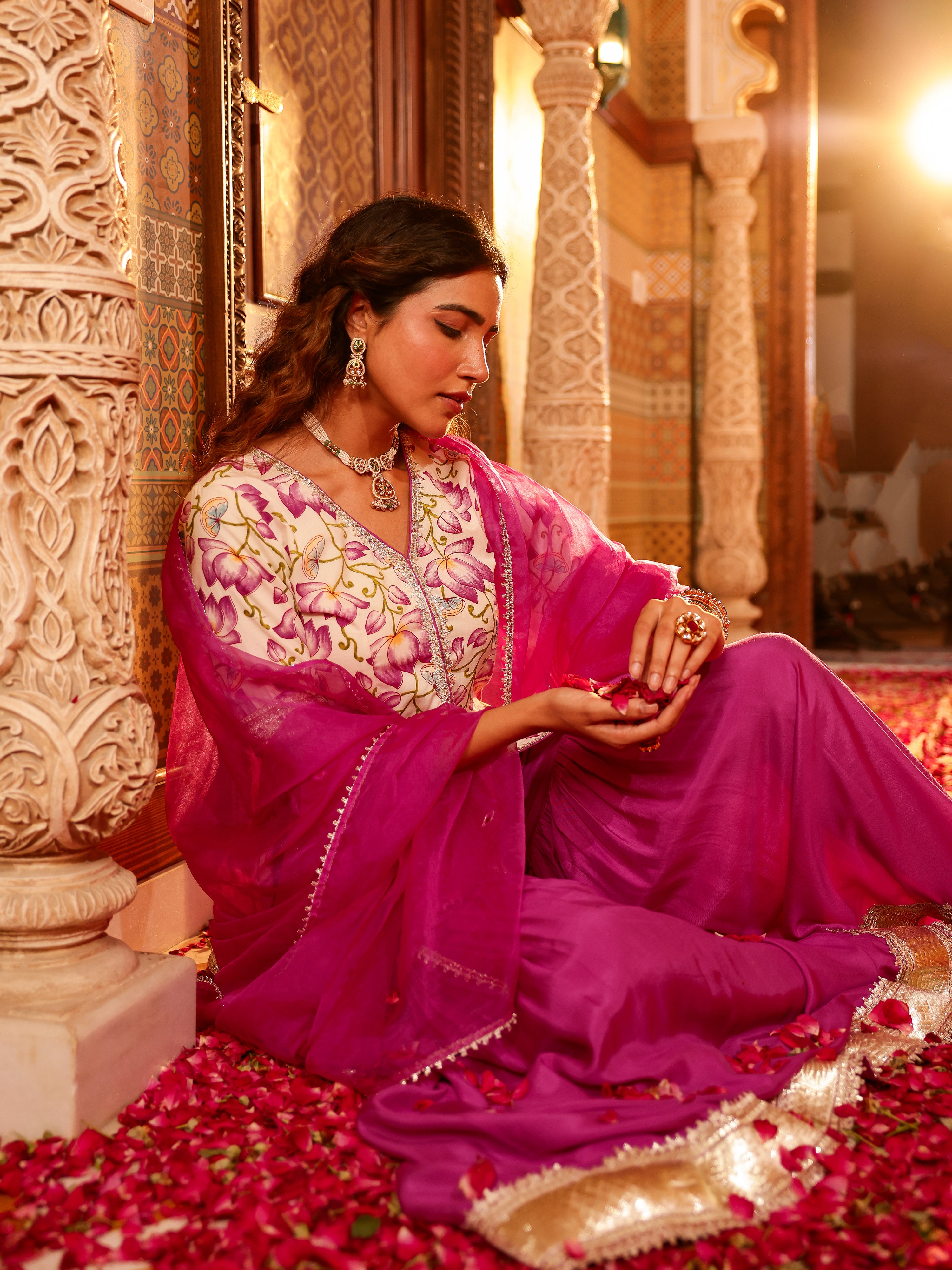 Devyana Handblock Cotton Gharara Set