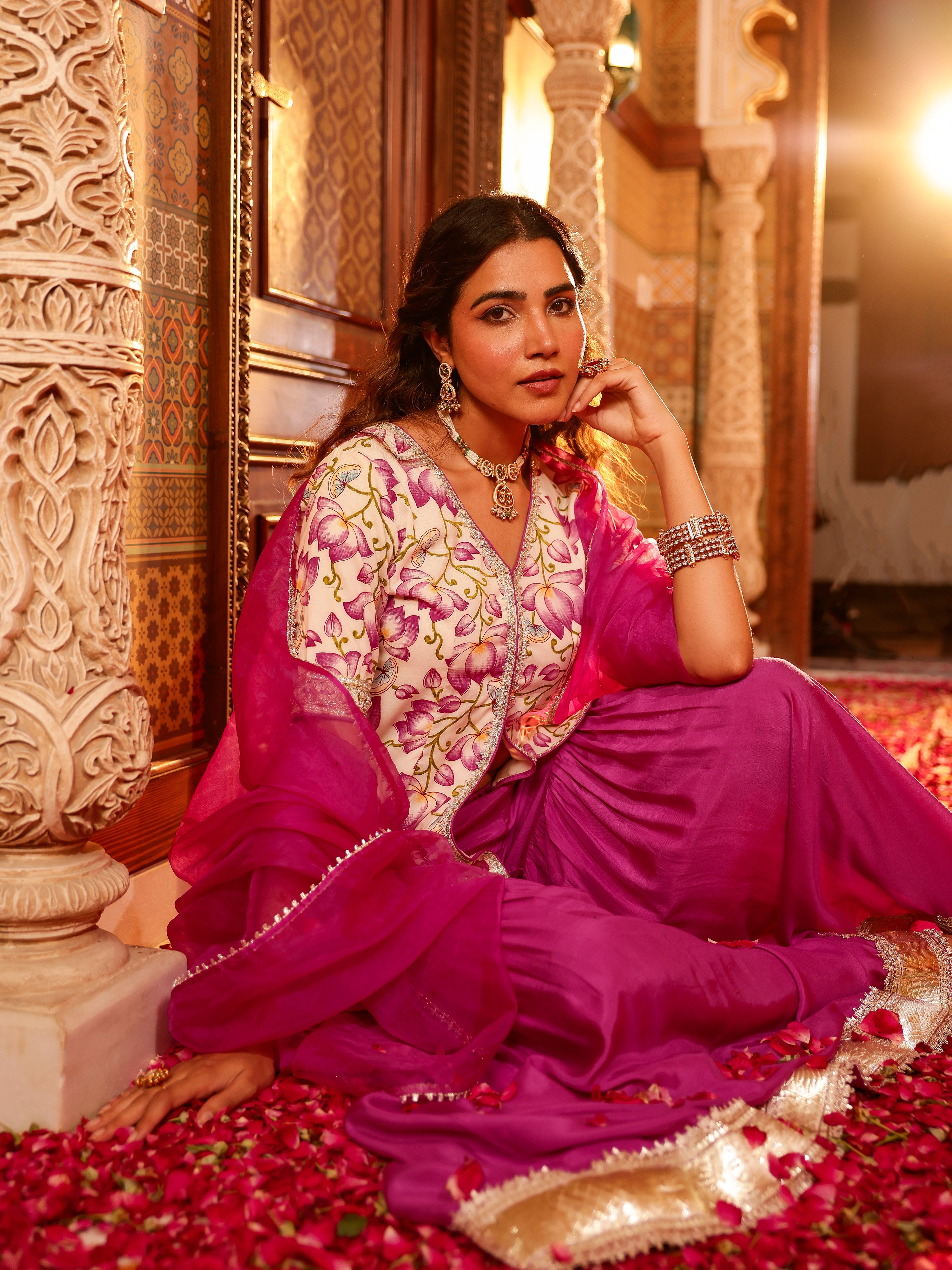 Devyana Handblock Cotton Gharara Set