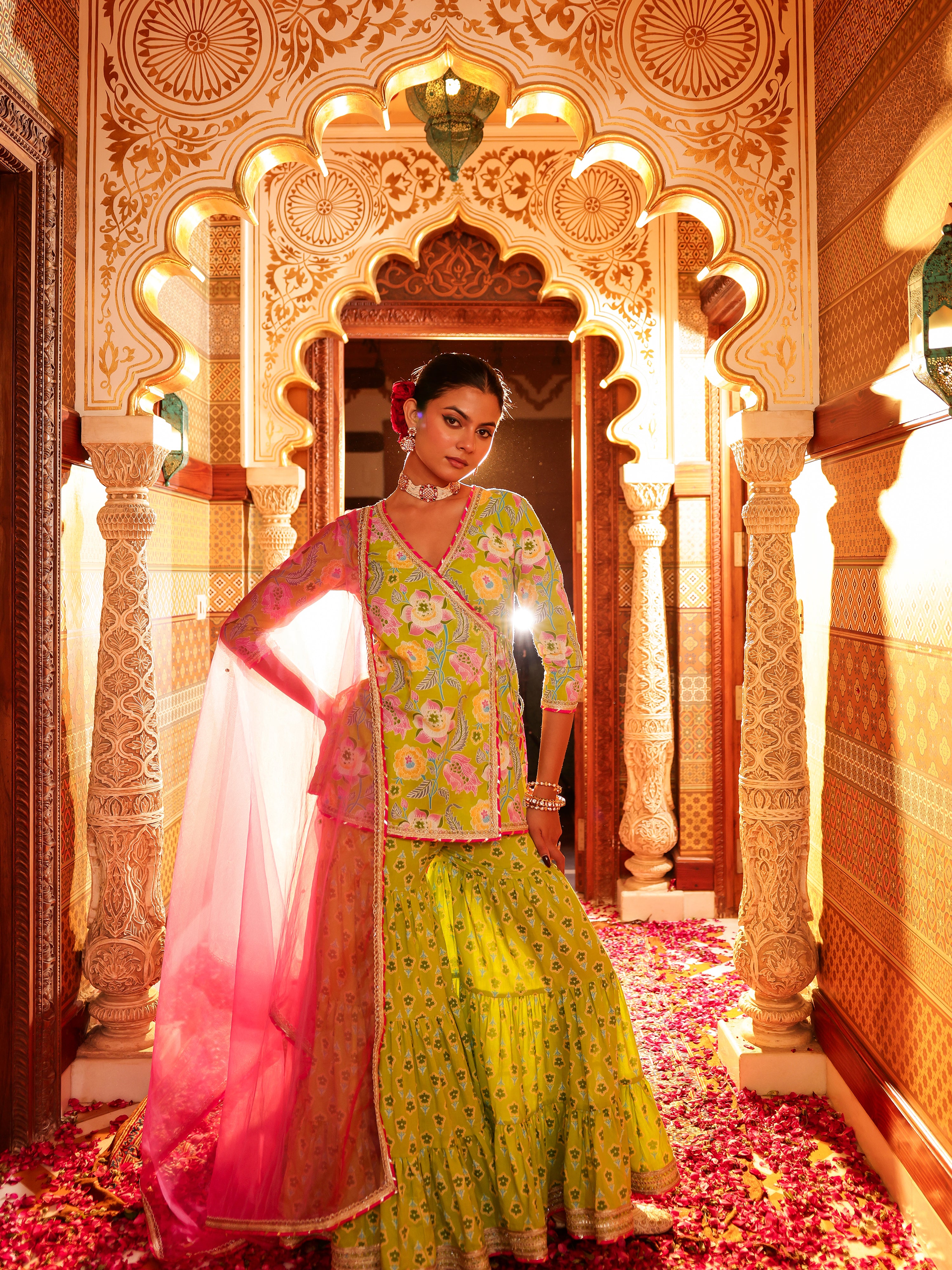 Manohari Handblock Cotton Gharara Set