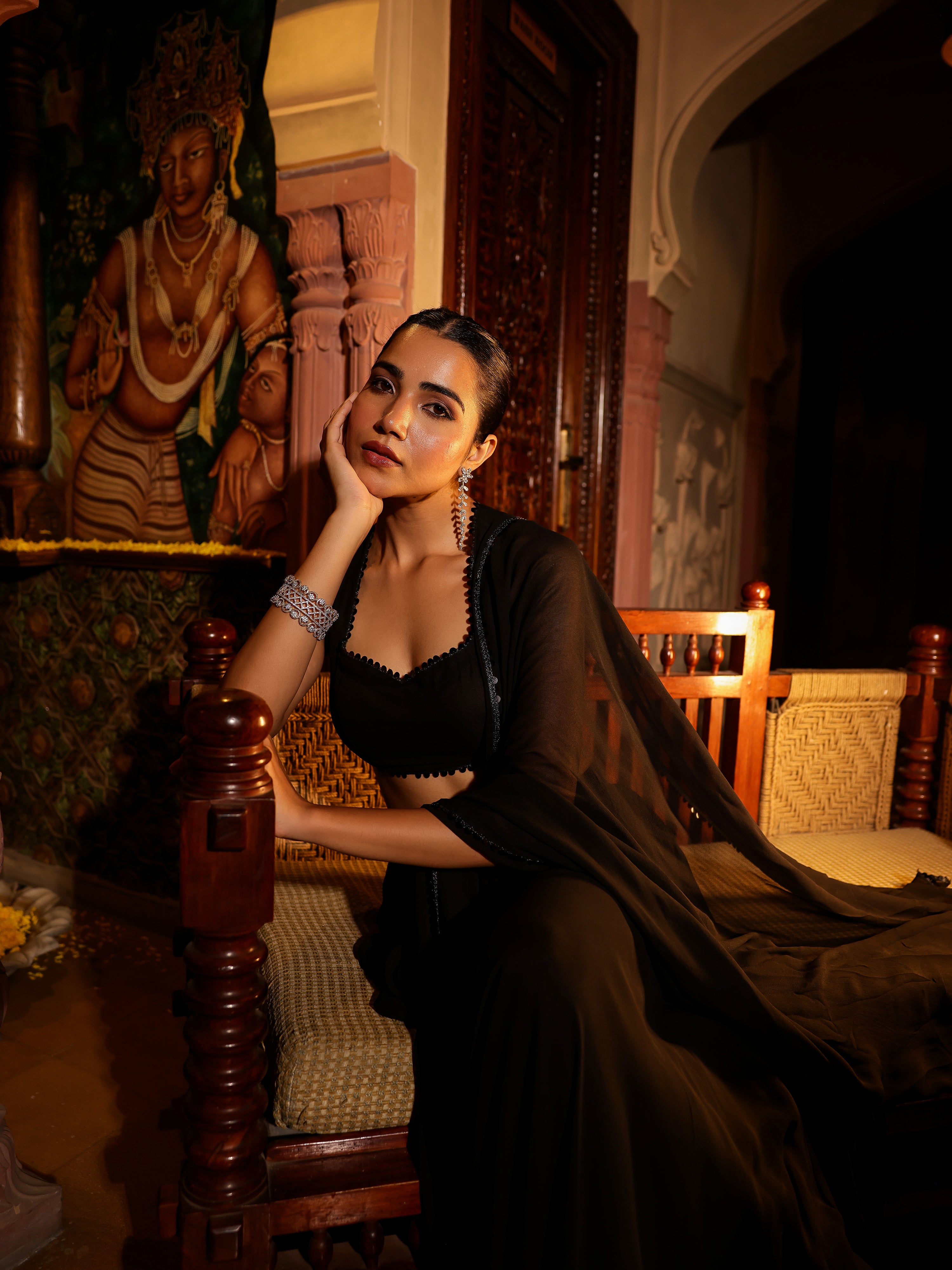 Pragnya Solid Georgette Pre Drape Saree