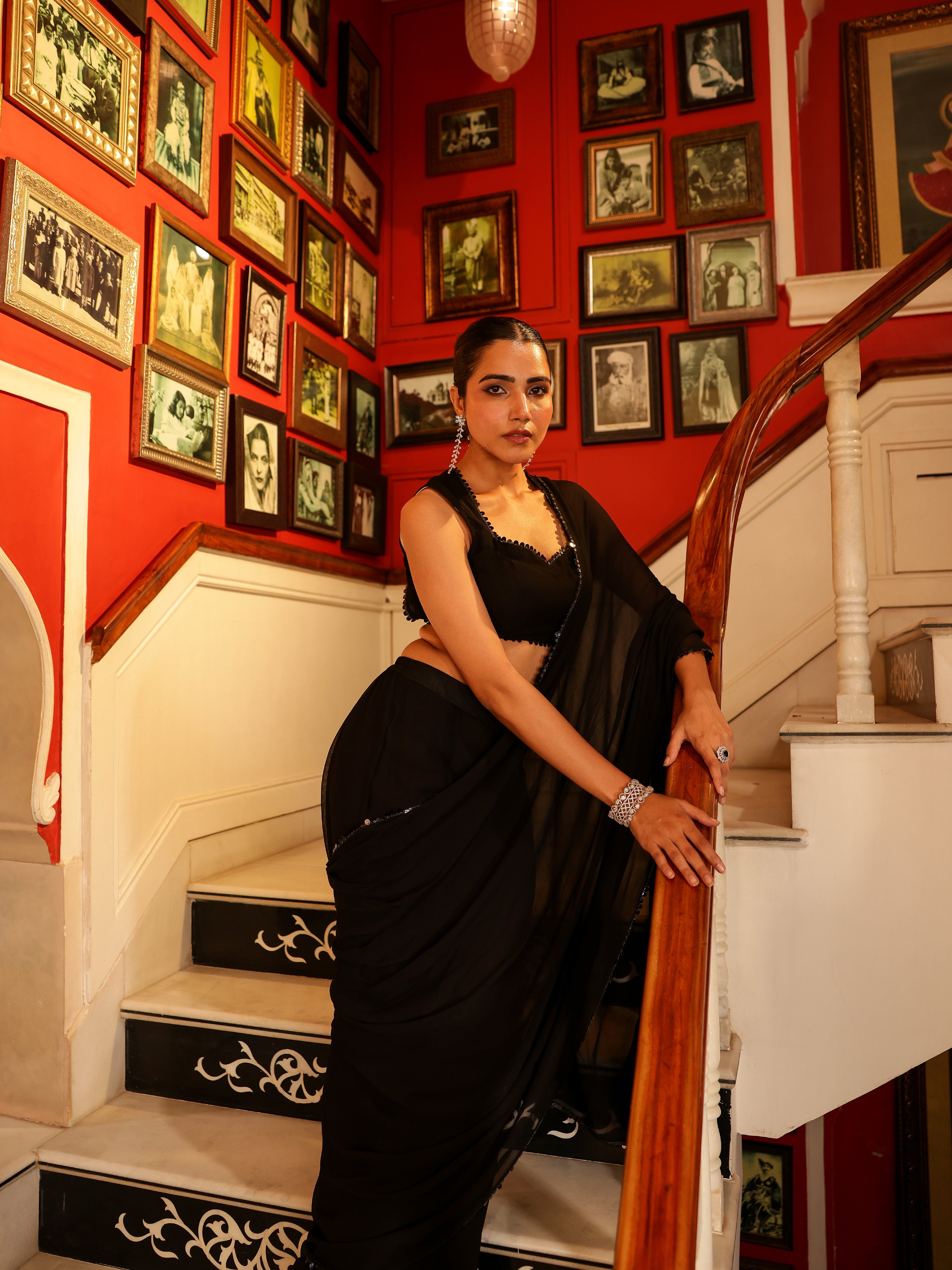 Pragnya Solid Georgette Pre Drape Saree