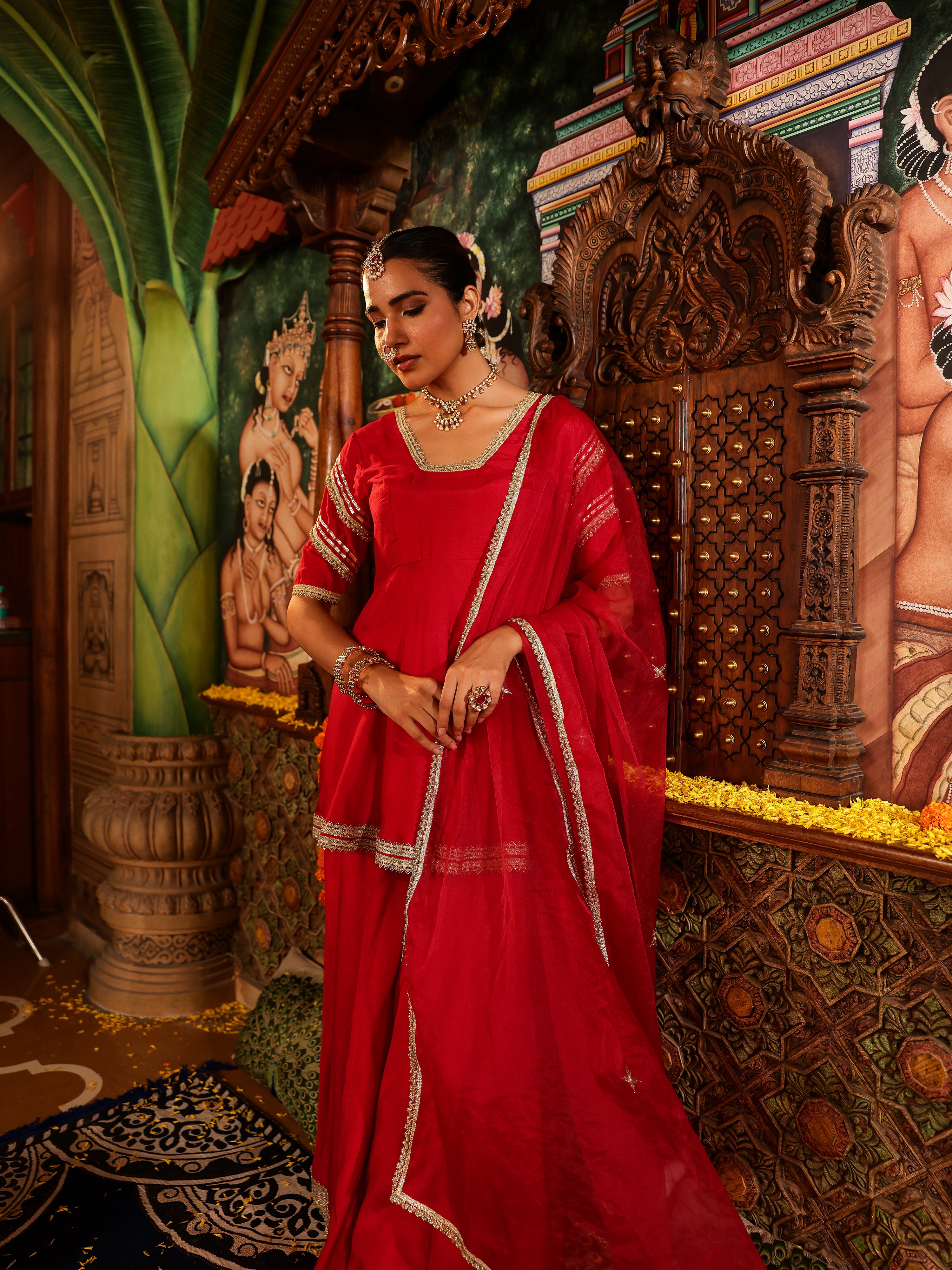 Vishwika Solid Muslin Sharara Set