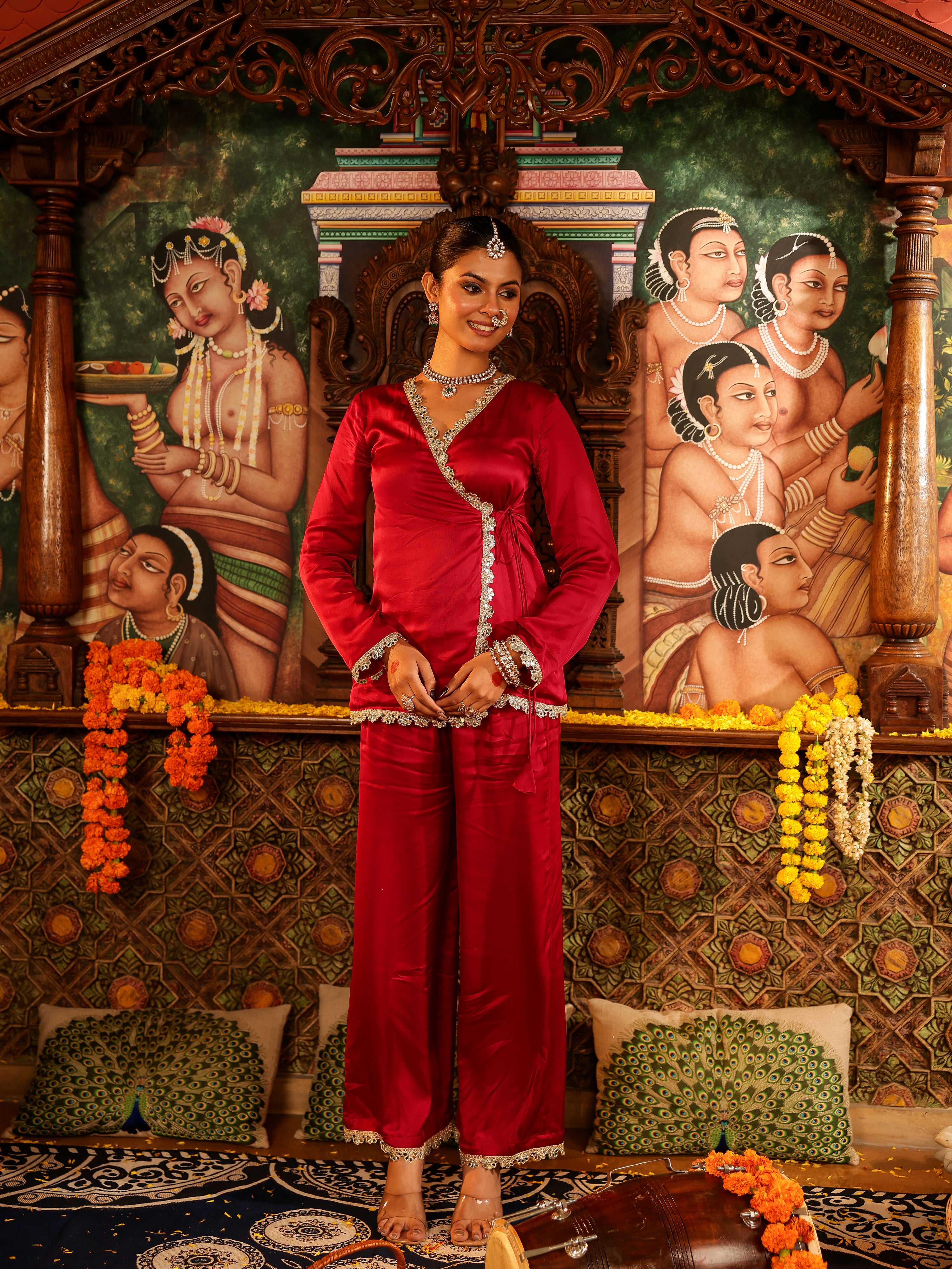 Avisha Solid Satin Coord Set