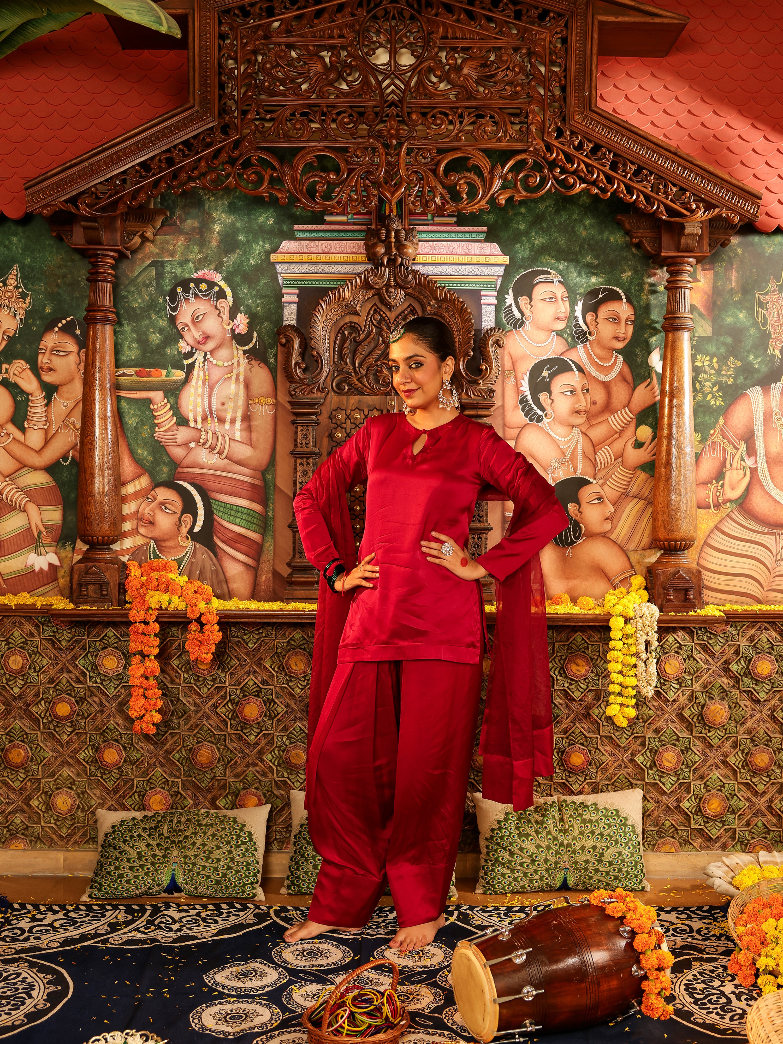 Archita Solid Satin Suit Set