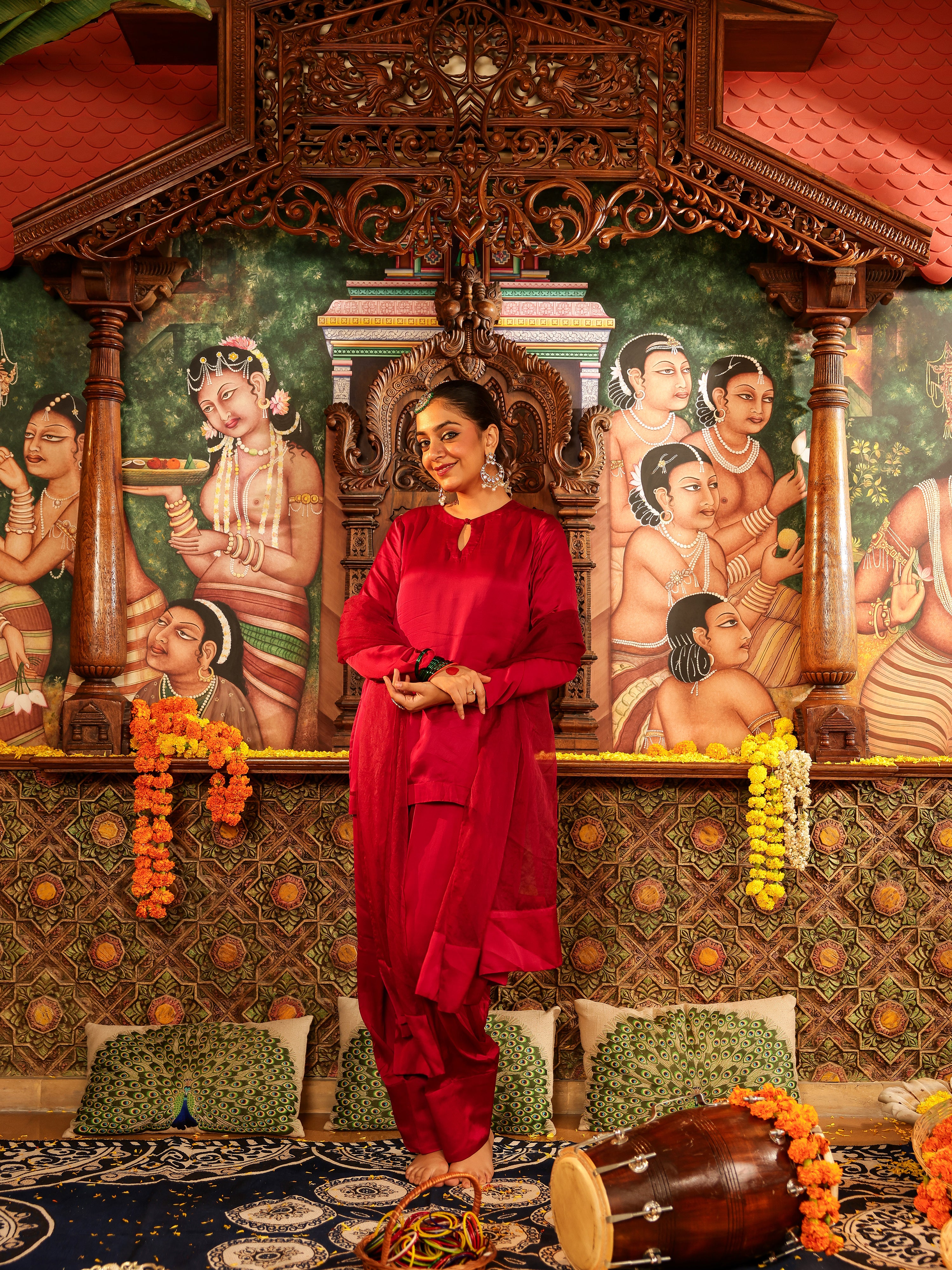 Archita Solid Satin Suit Set