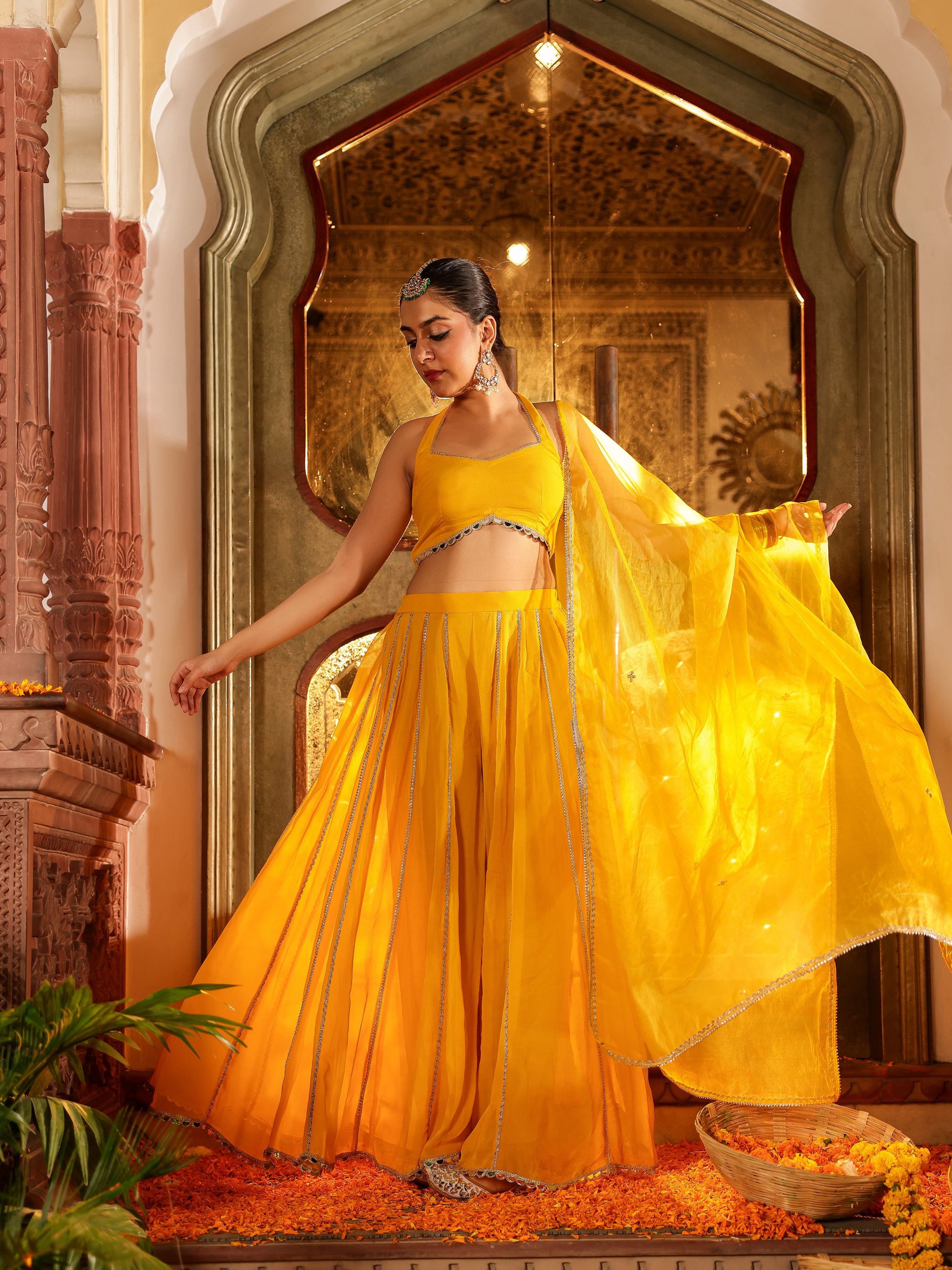 Roshni Solid Georgette Sharara Set