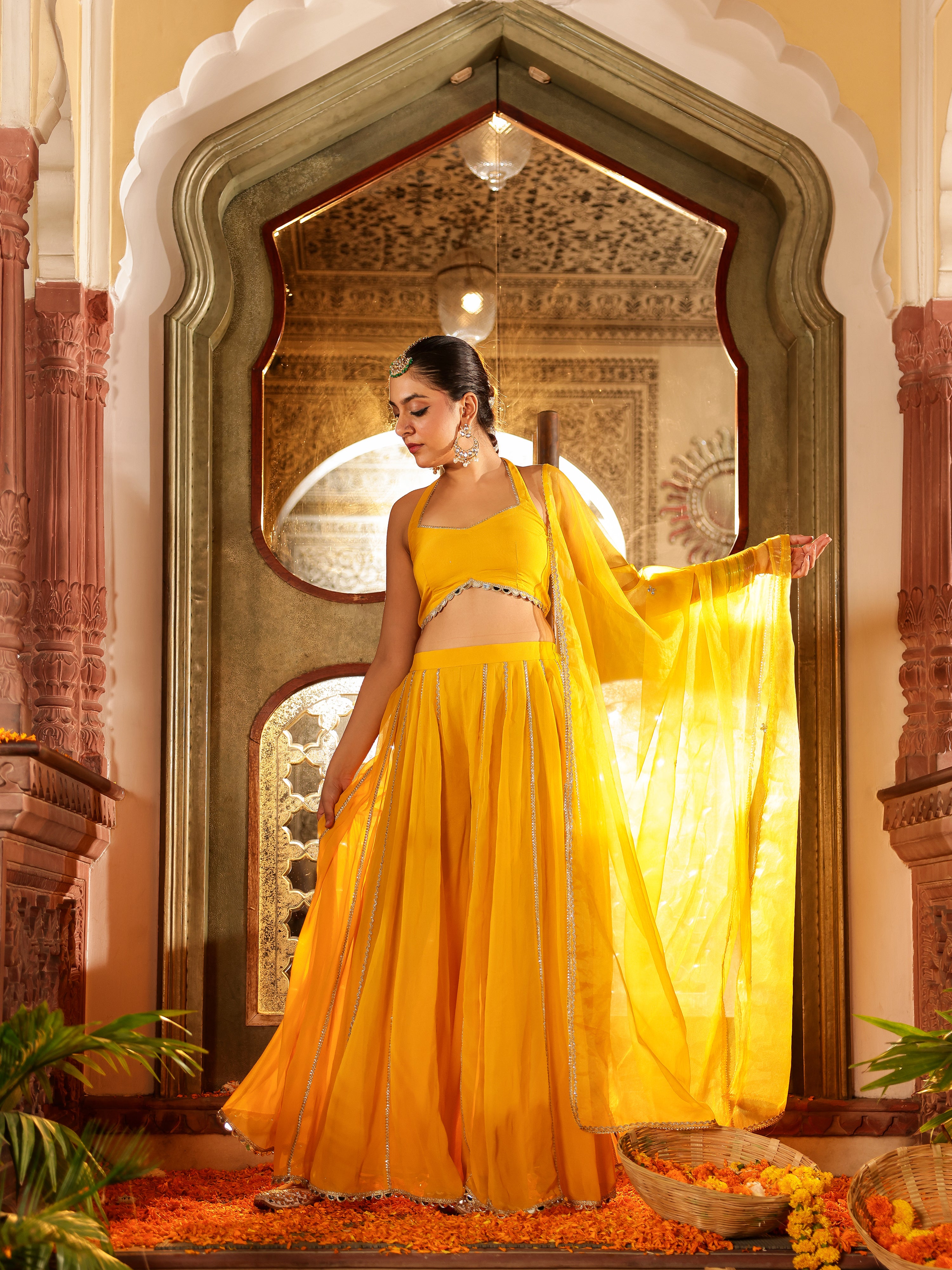 Roshni Solid Georgette Sharara Set