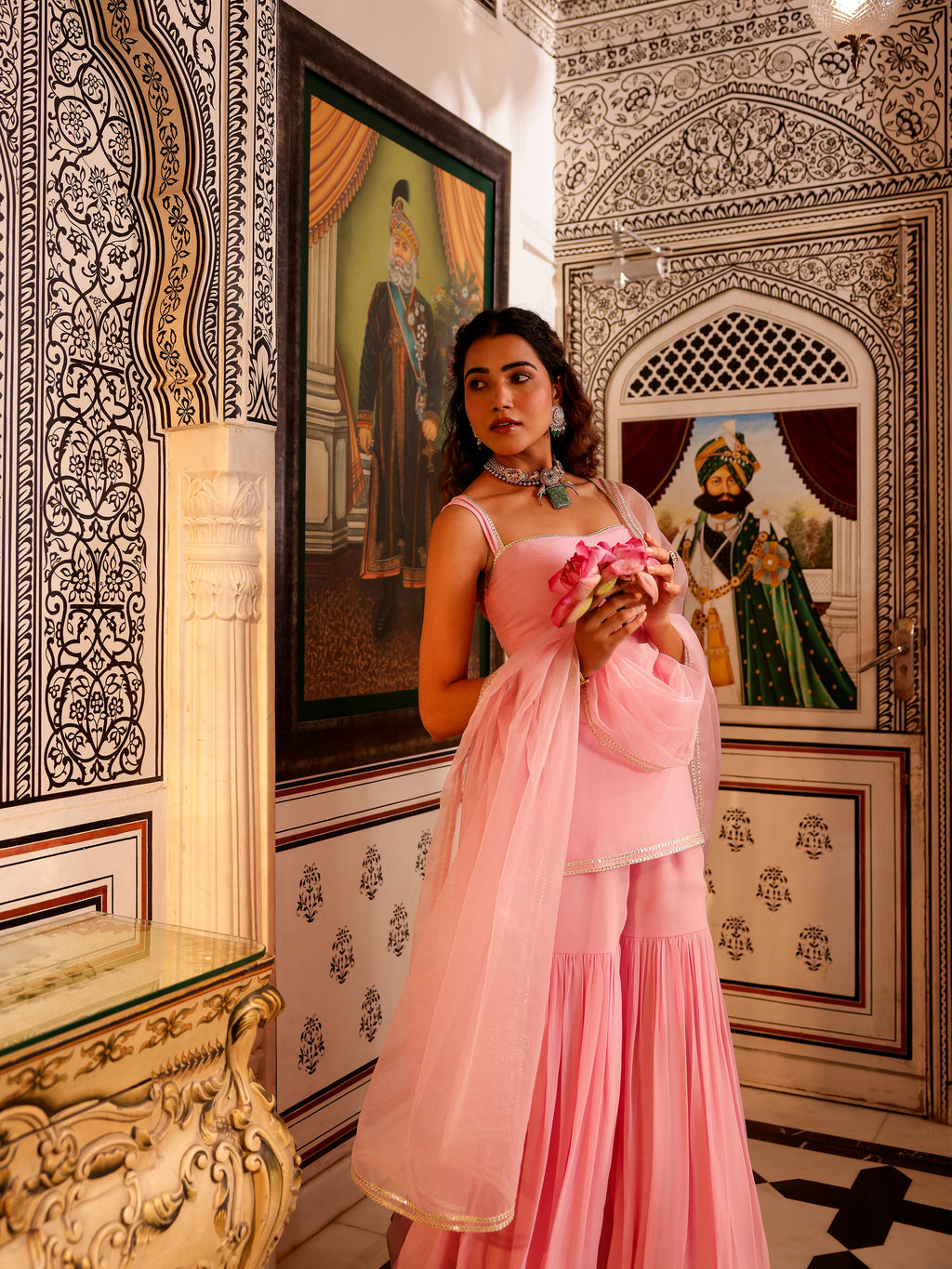 Mahira Solid Georgette Gharara Set
