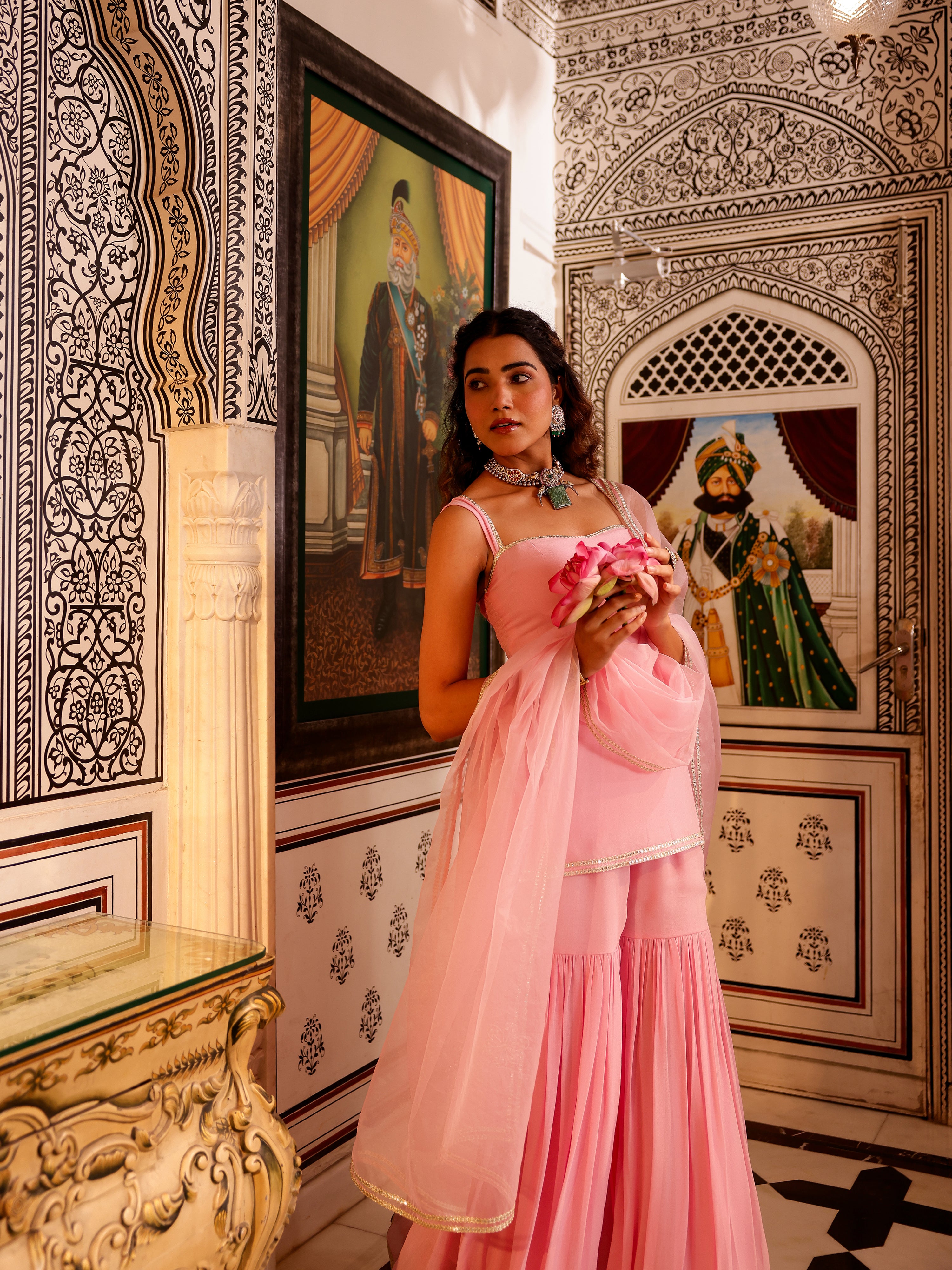Mahira Solid Georgette Gharara Set