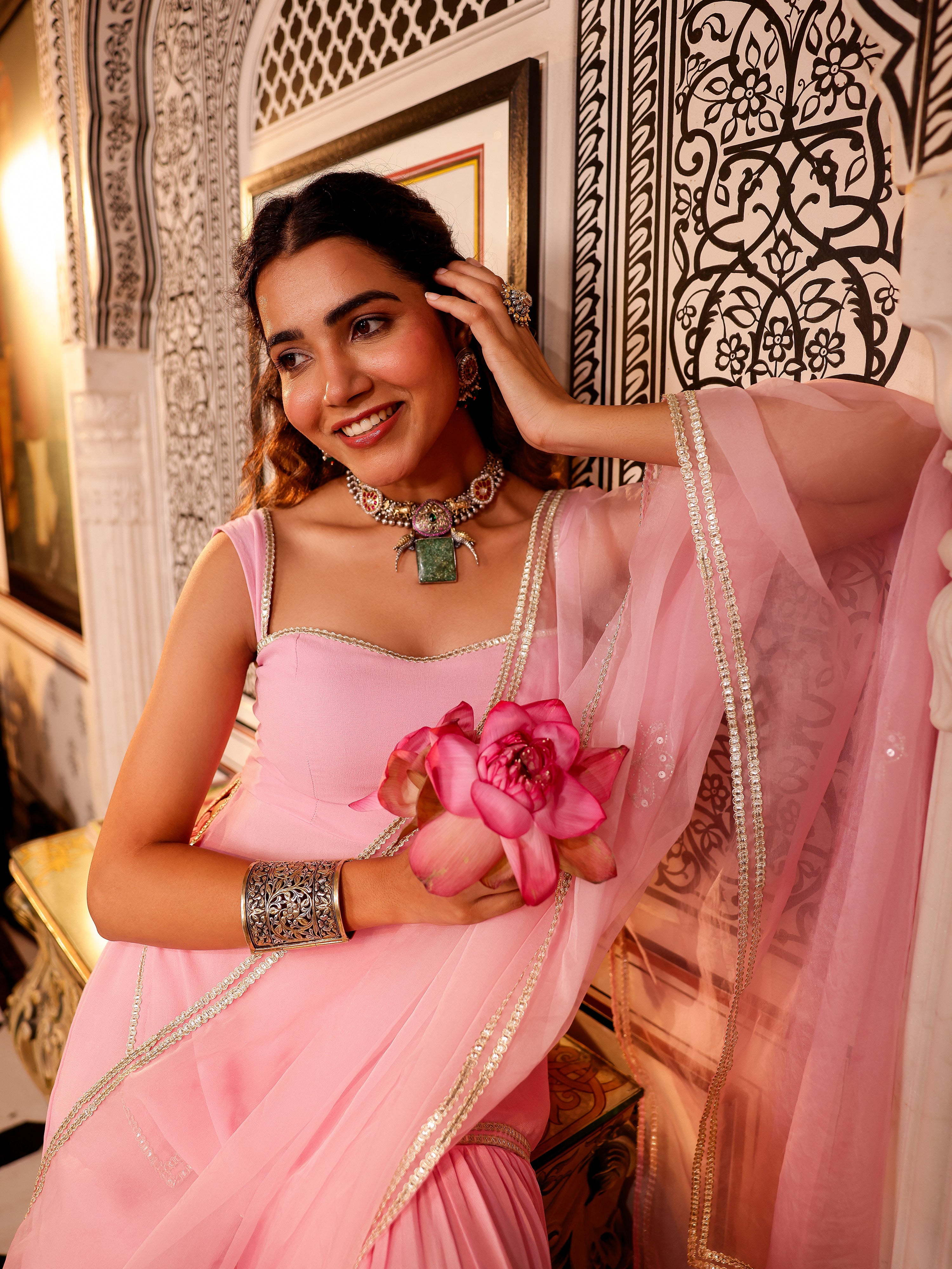 Mahira Solid Georgette Gharara Set