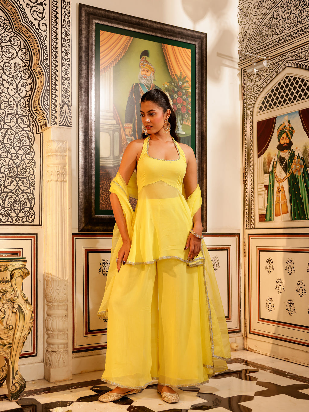 Bhavya Solid Georgette Sharara Set