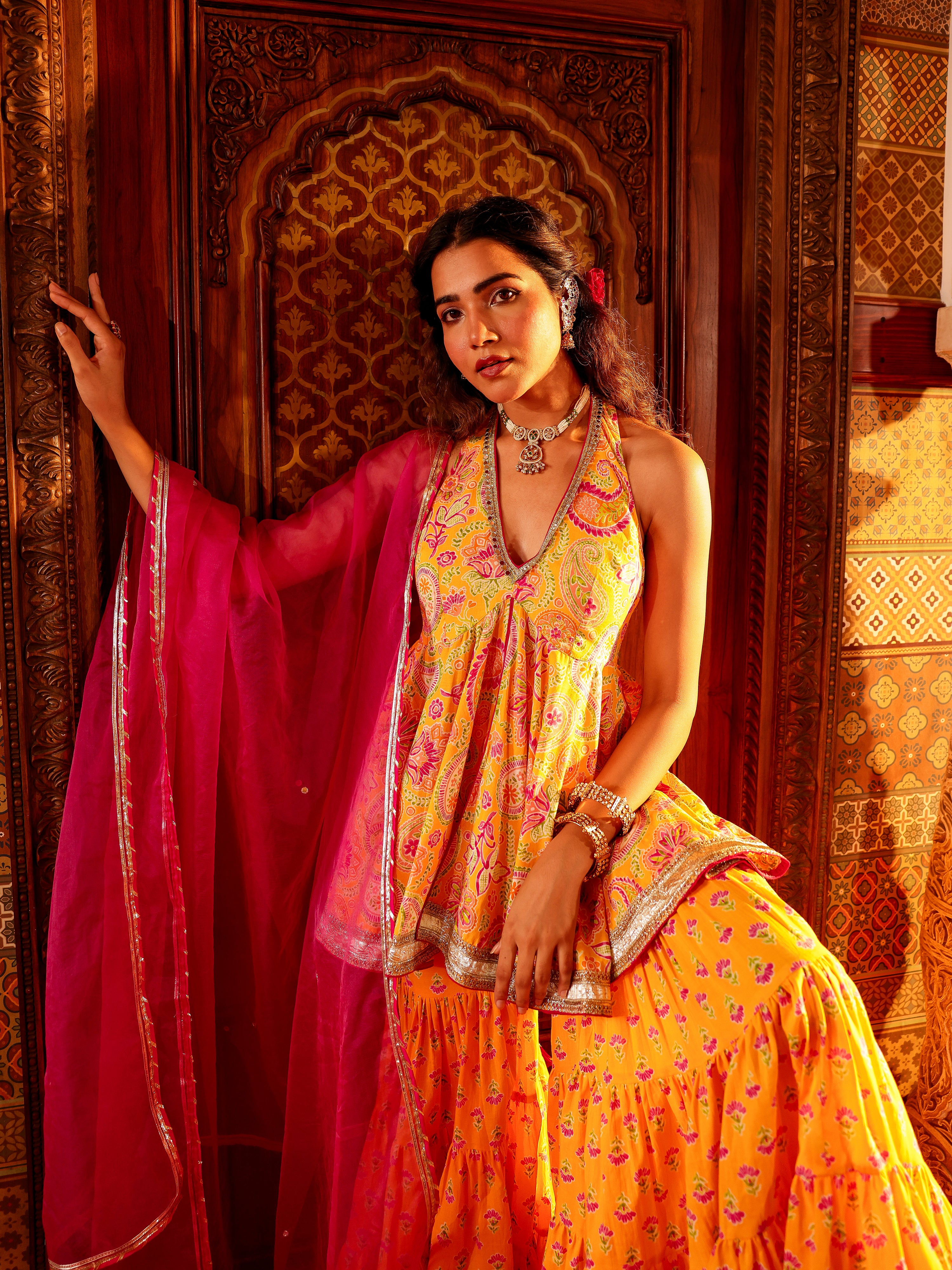 Lavira Handblock Cotton Gharara Set