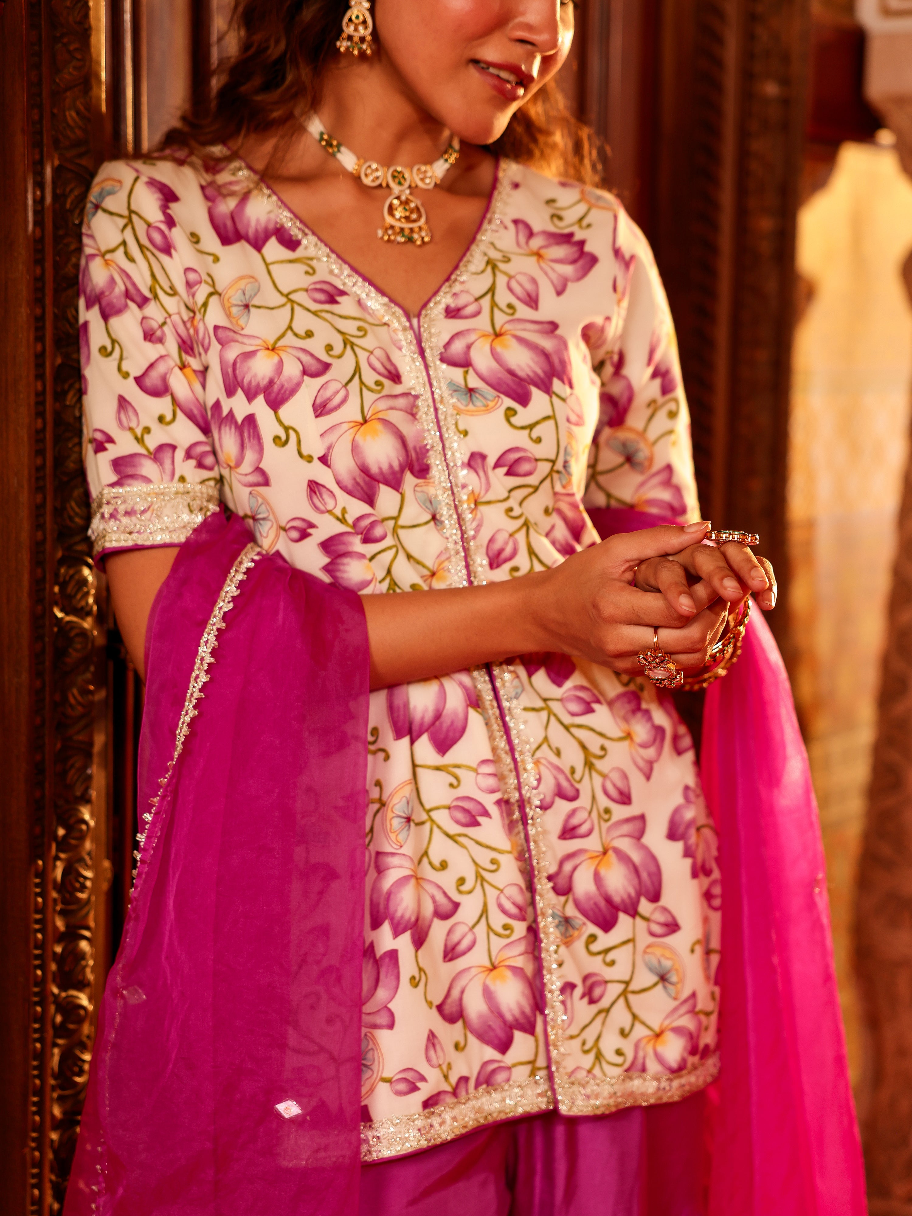 Devyana Handblock Cotton Gharara Set