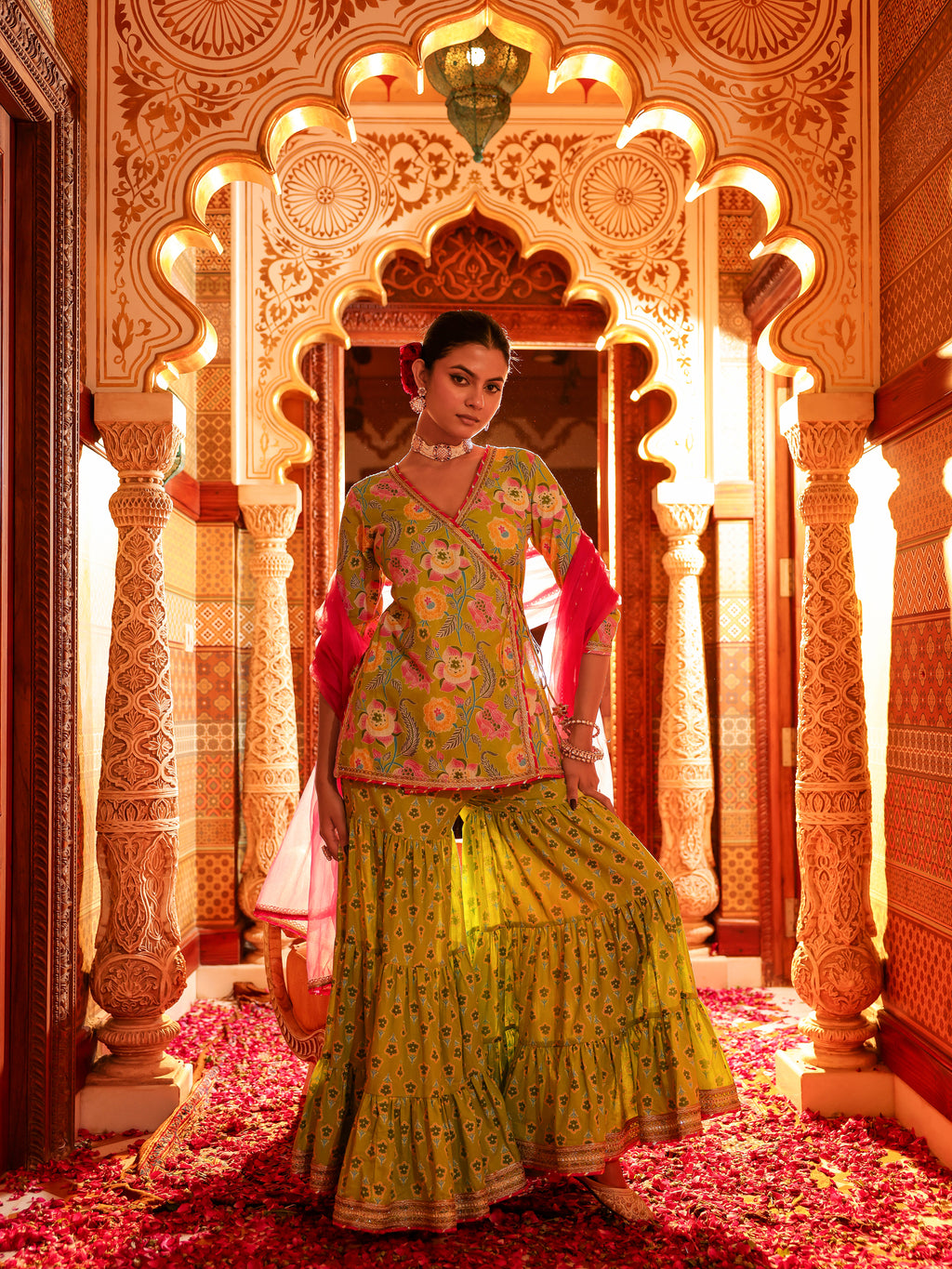 Manohari Handblock Cotton Gharara Set