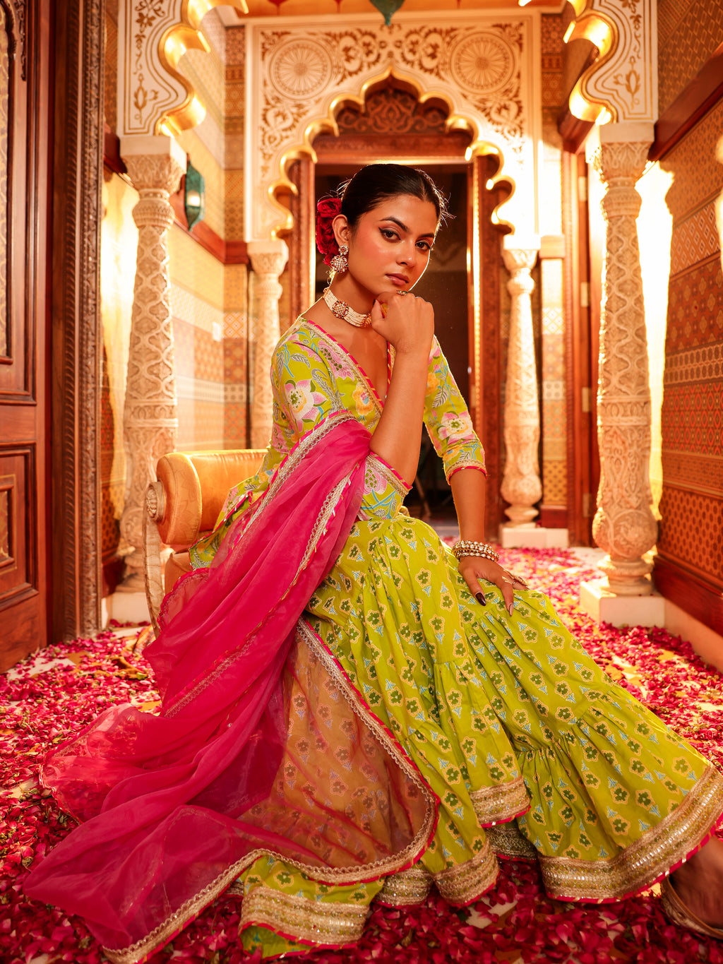 Manohari Handblock Cotton Gharara Set