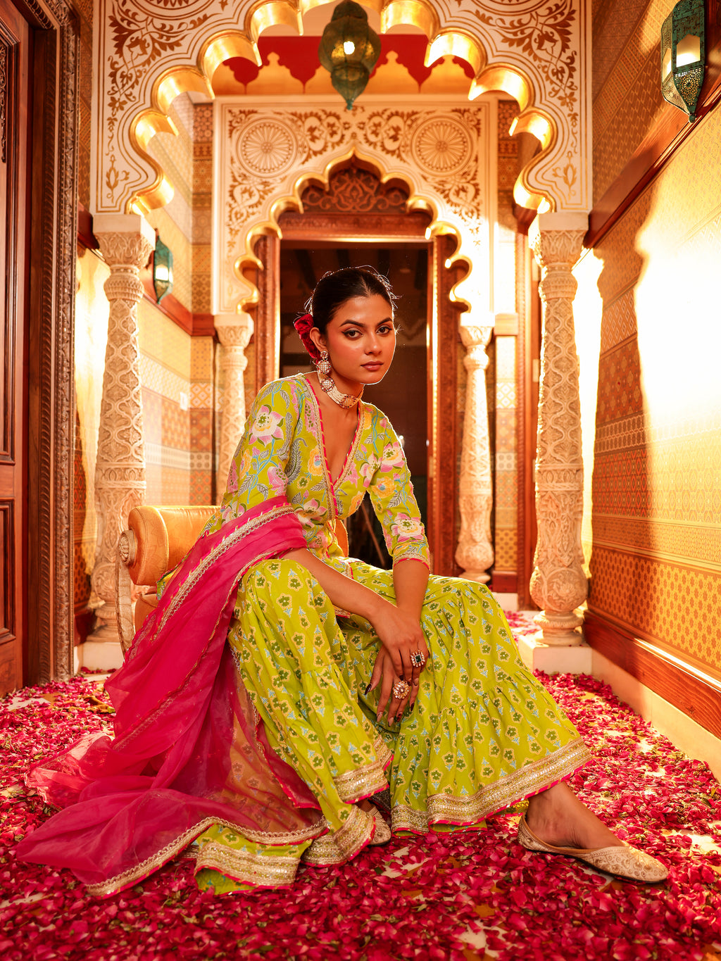 Manohari Handblock Cotton Gharara Set