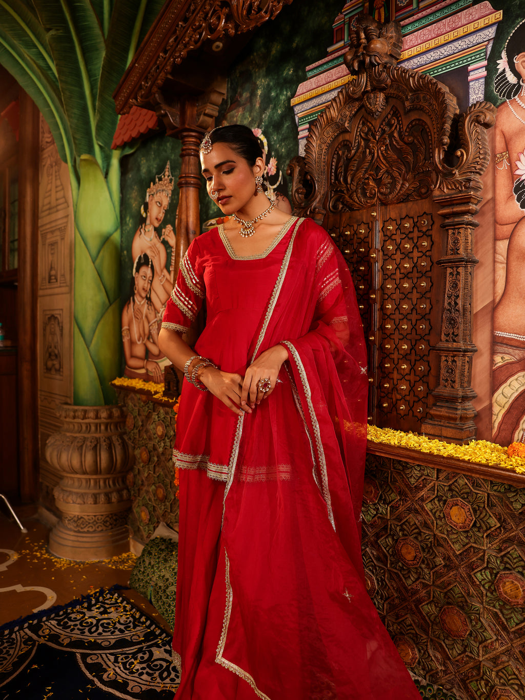 Vishwika Solid Muslin Sharara Set
