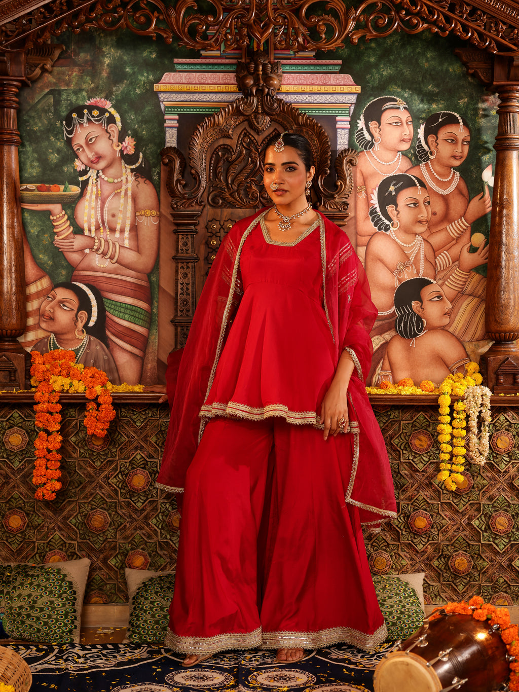 Vishwika Solid Muslin Sharara Set
