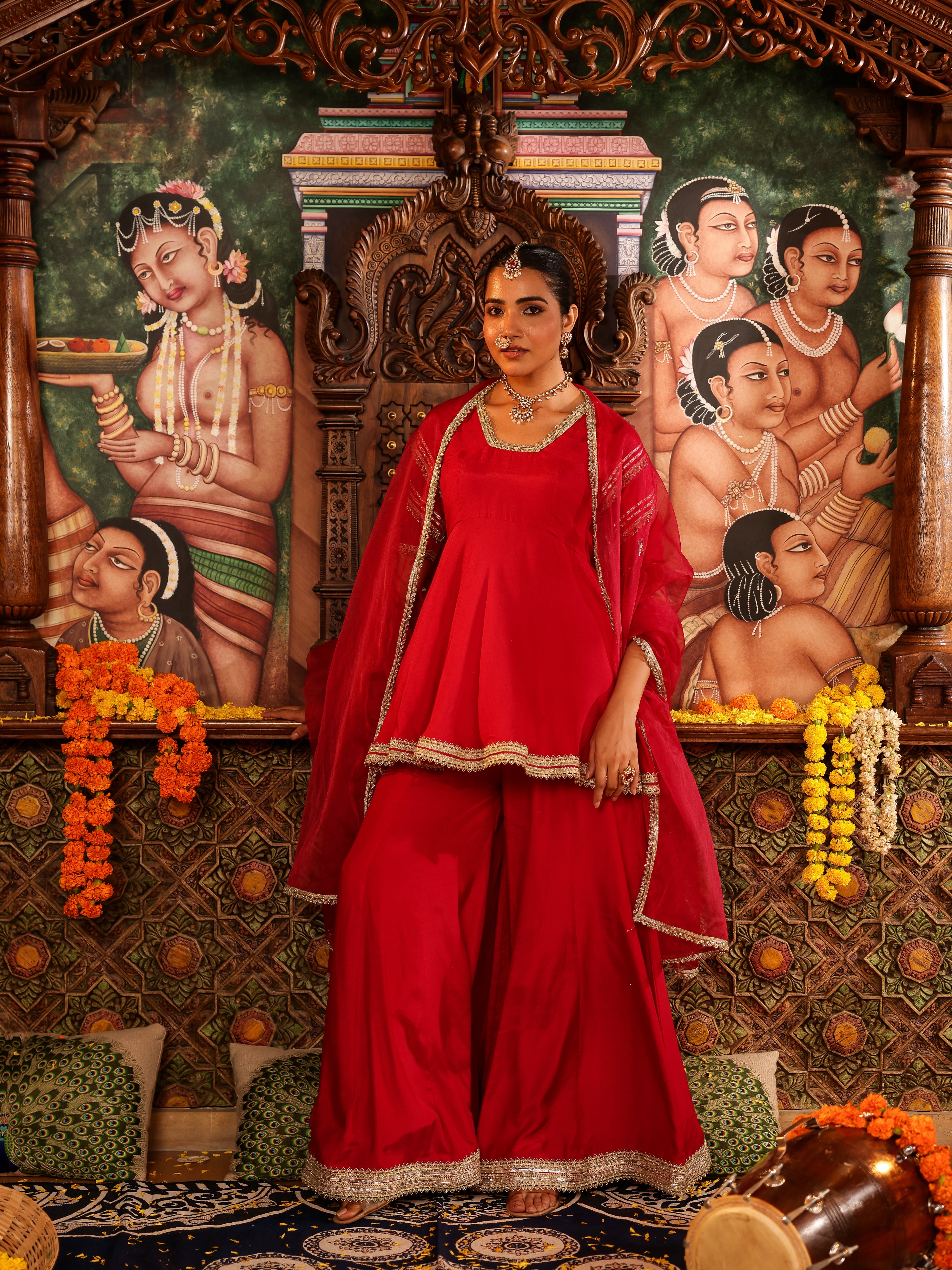 Vishwika Solid Muslin Sharara Set
