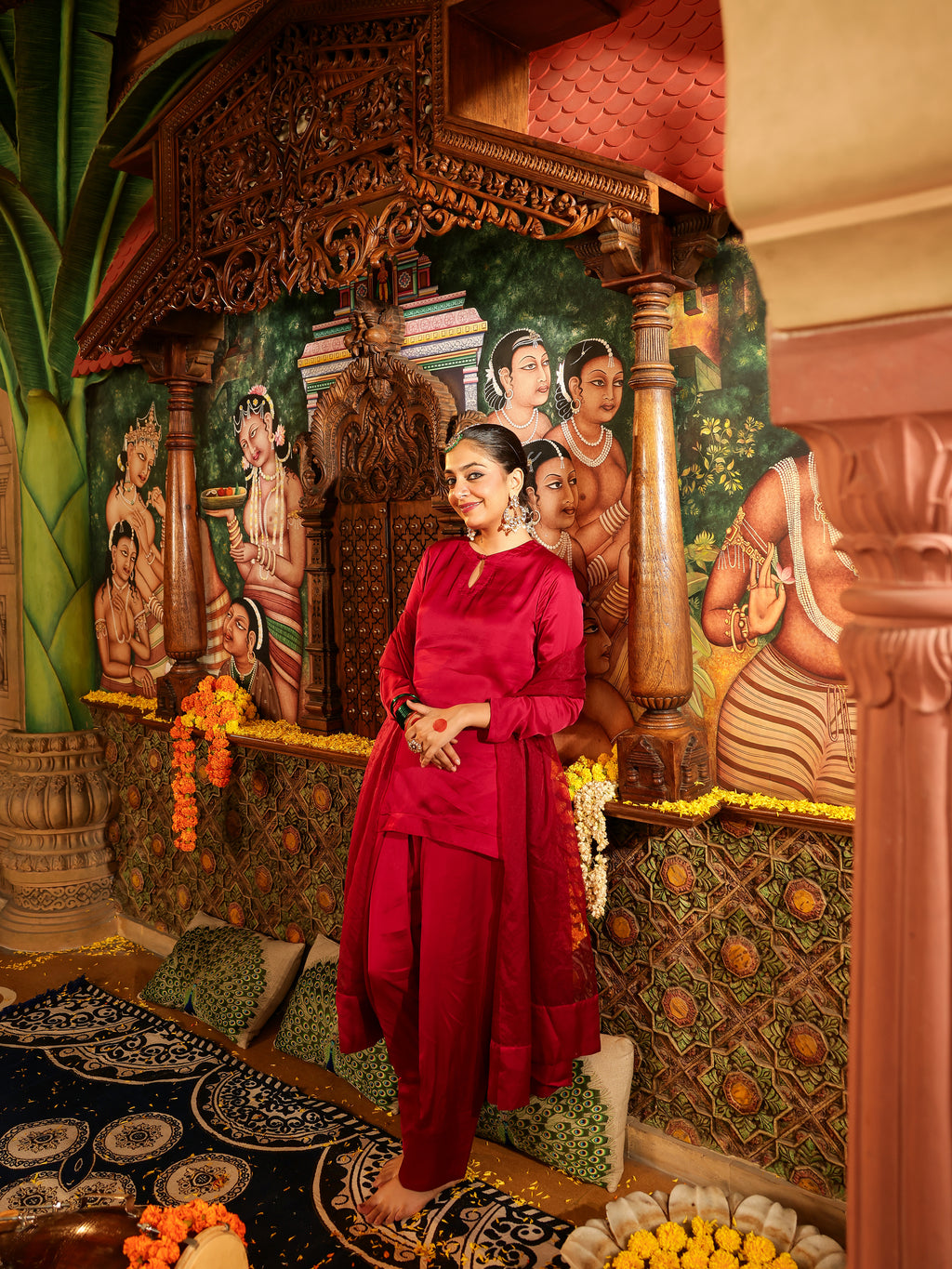 Archita Solid Satin Suit Set