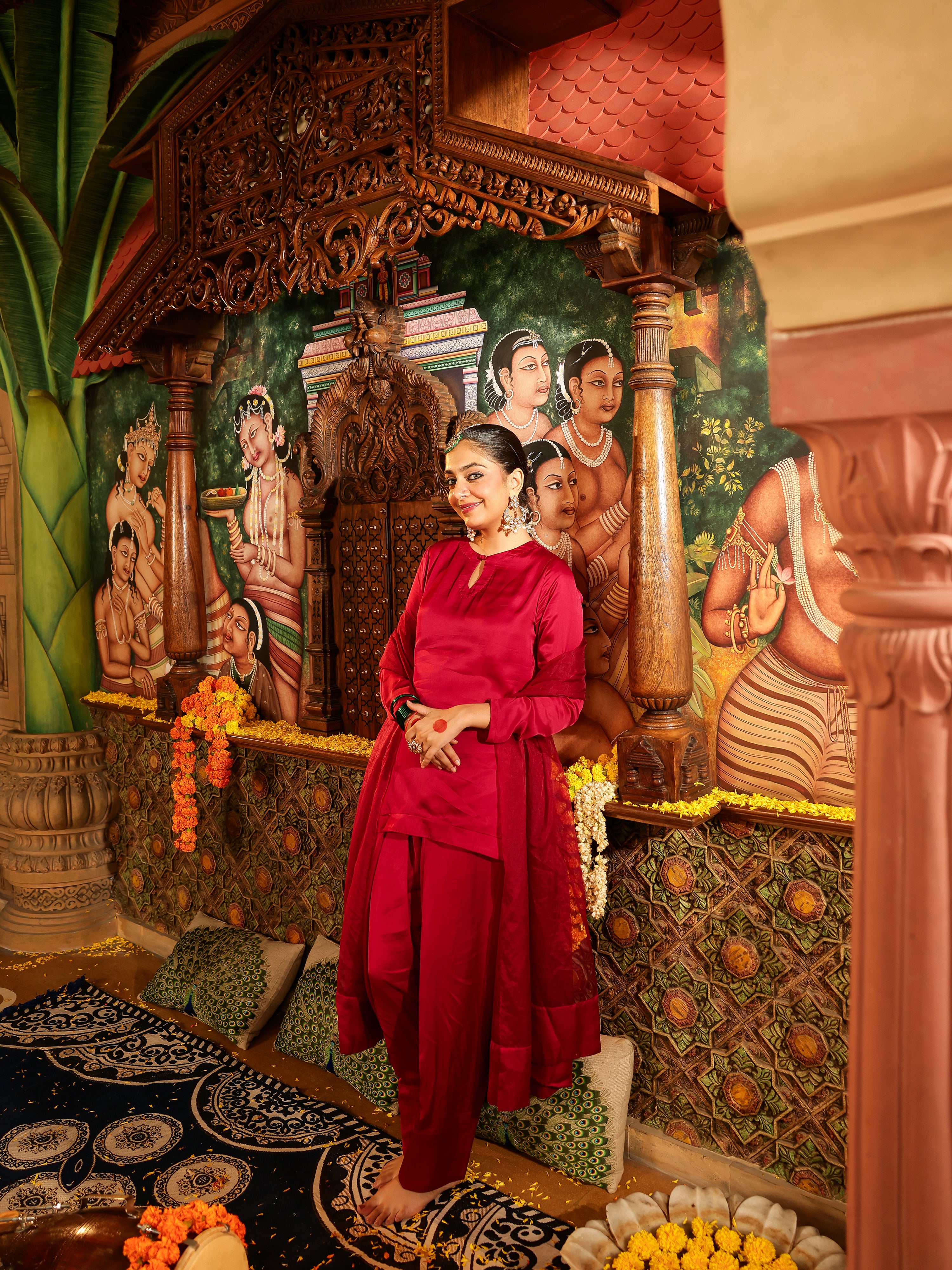 Archita Solid Satin Suit Set