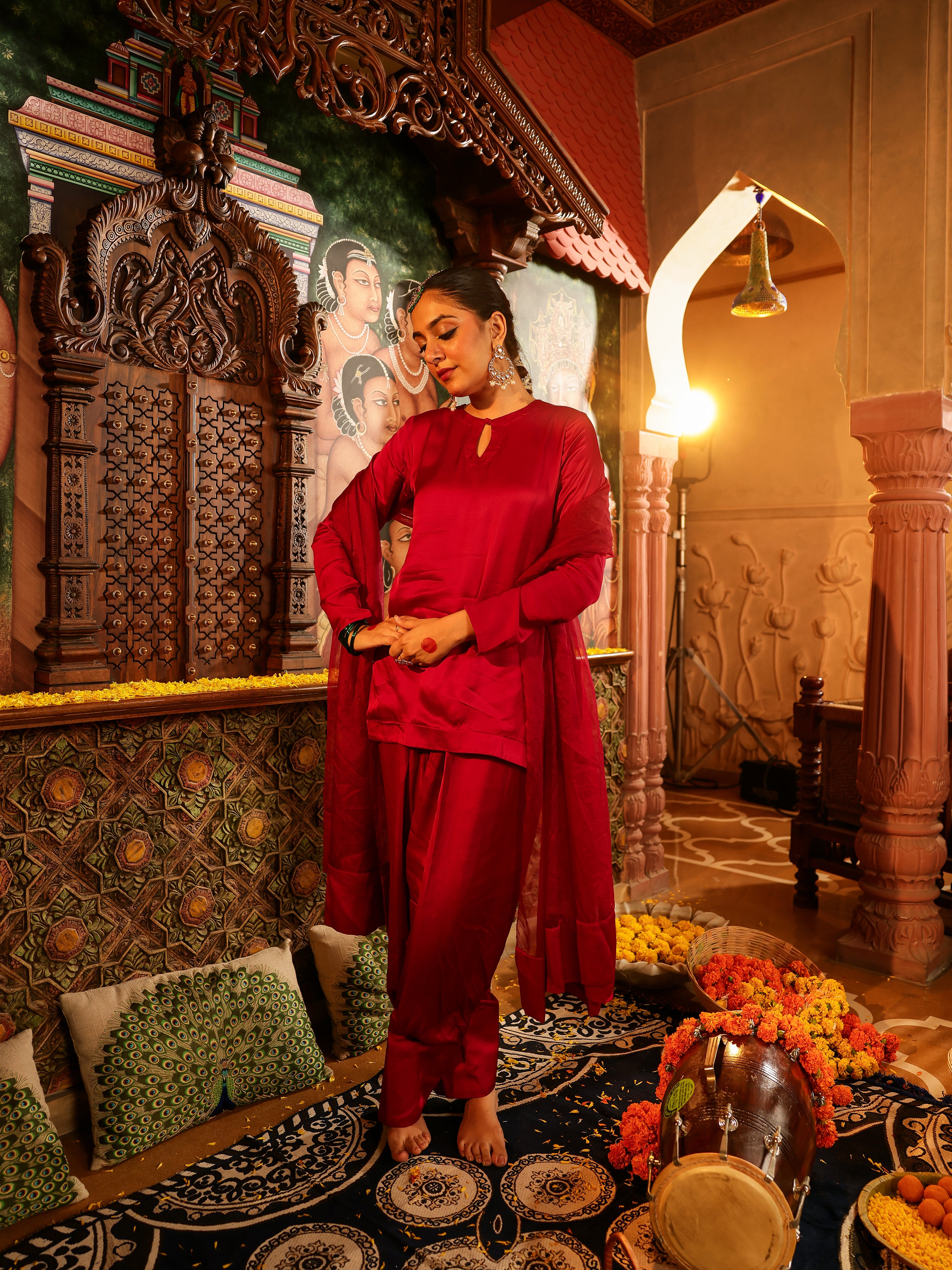 Archita Solid Satin Suit Set