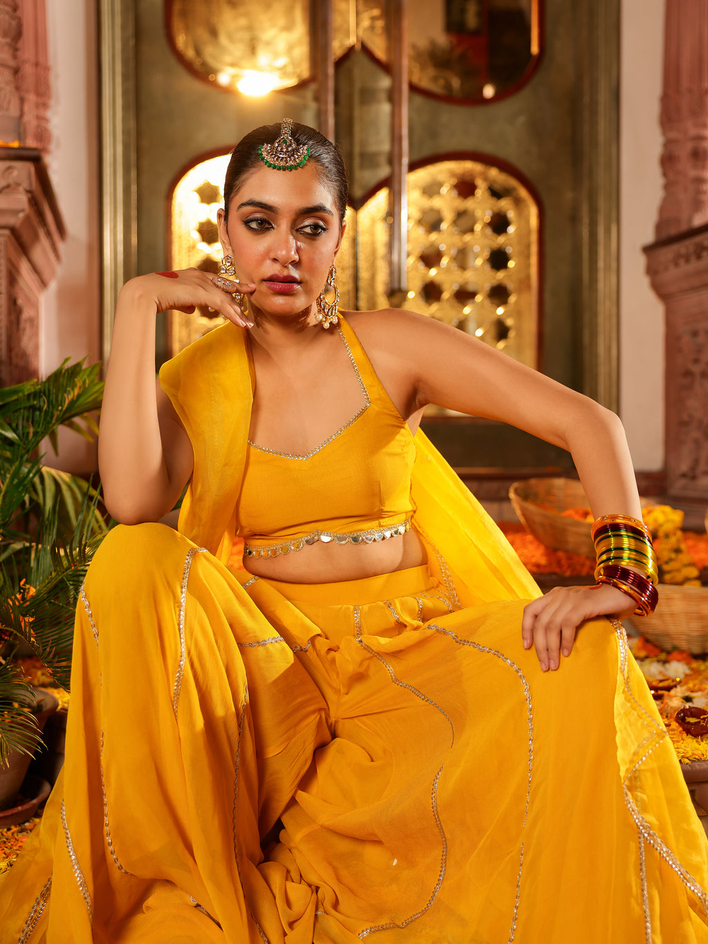 Roshni Solid Georgette Sharara Set