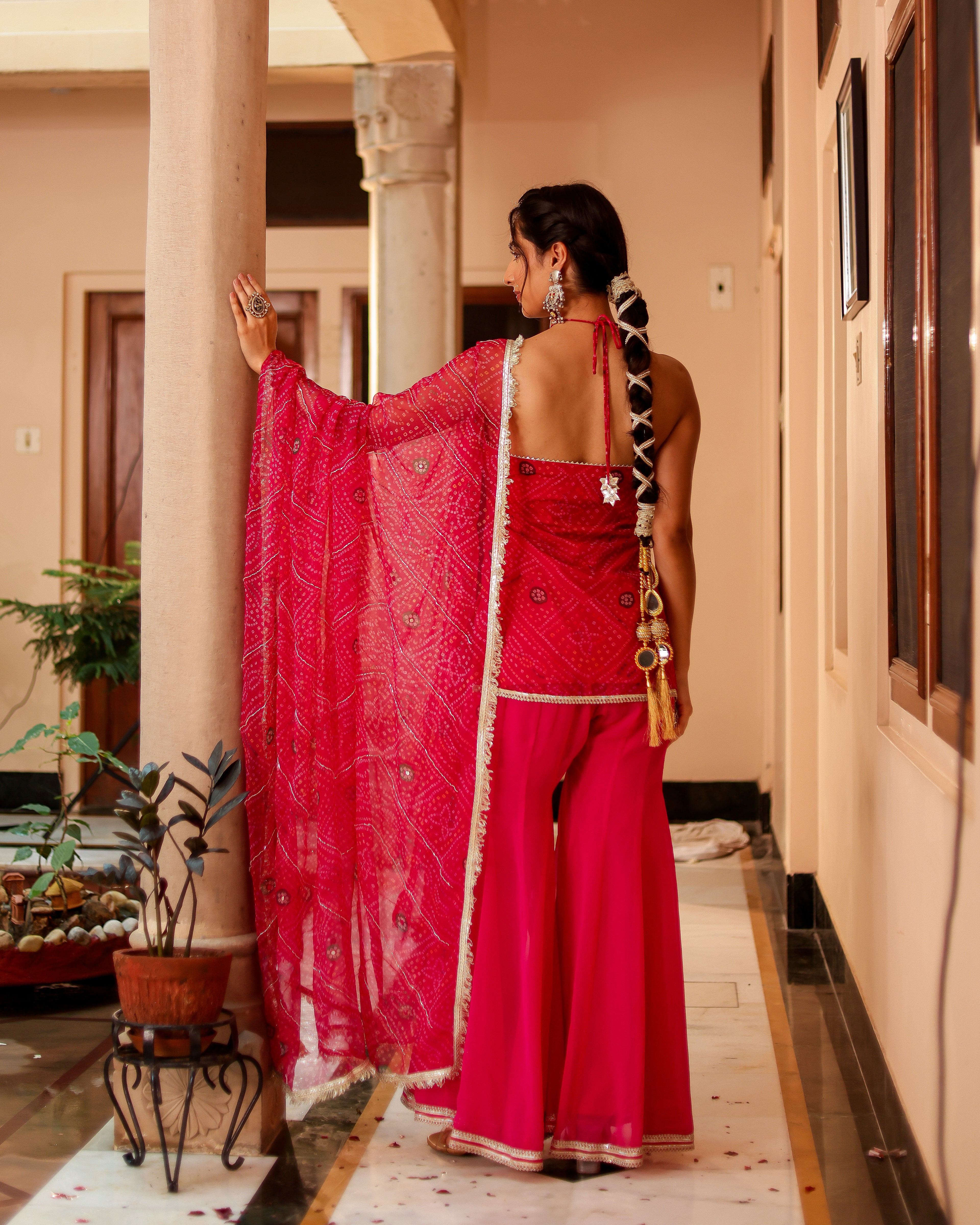 Resha Bandhej Sharara Set
