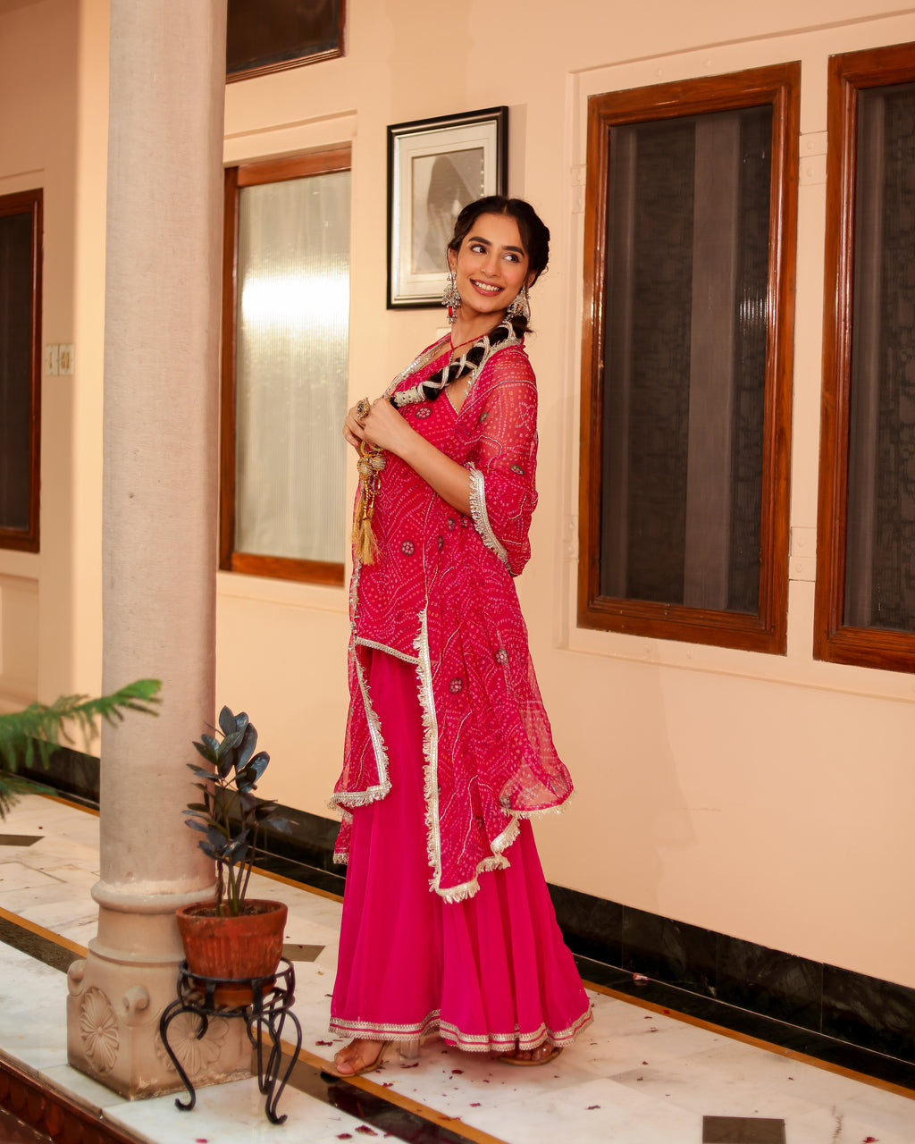 Resha Bandhej Sharara Set