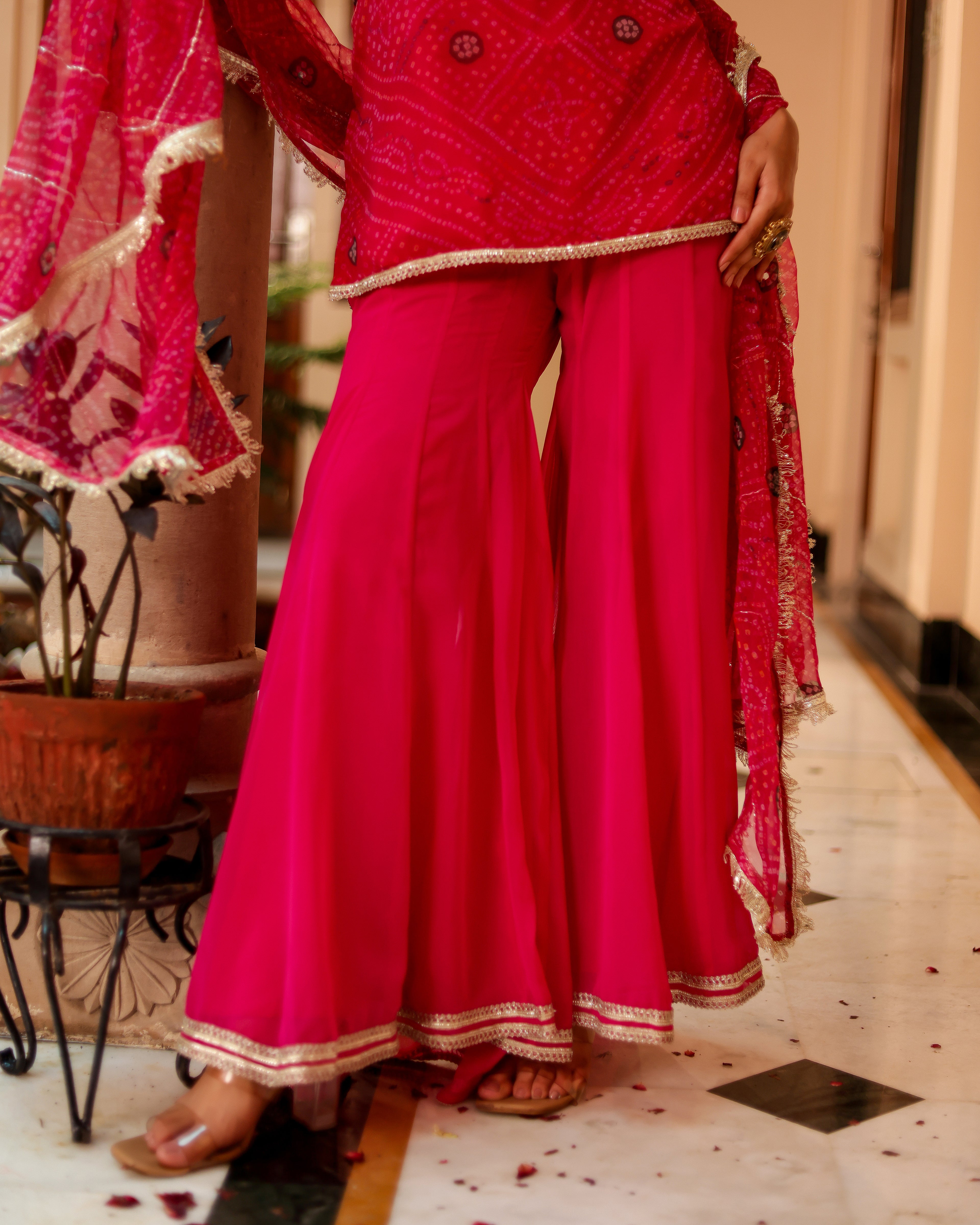 Resha Bandhej Sharara Set