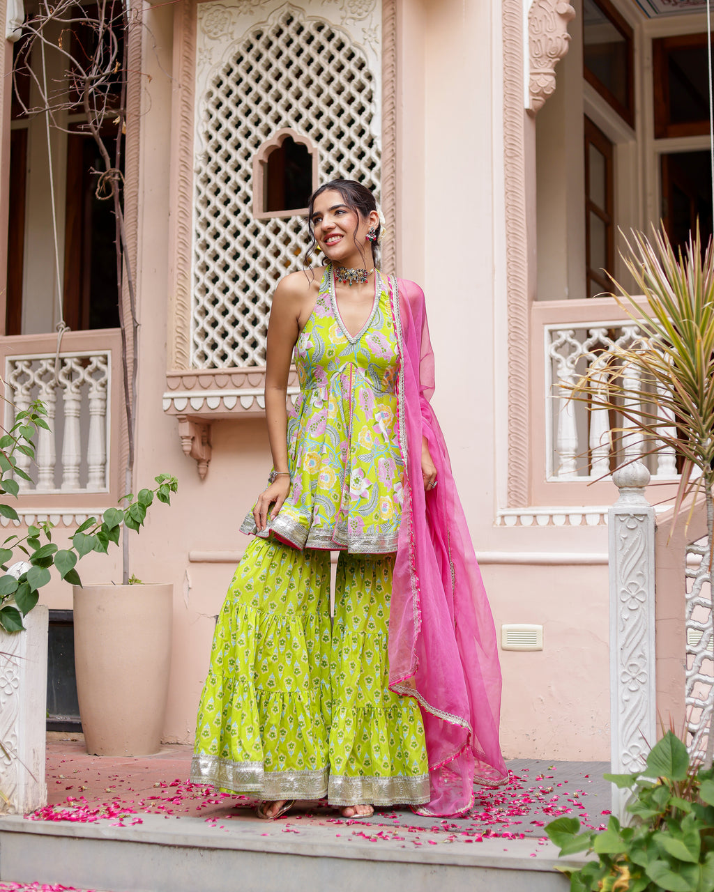Tejas Handblock Gharara Set