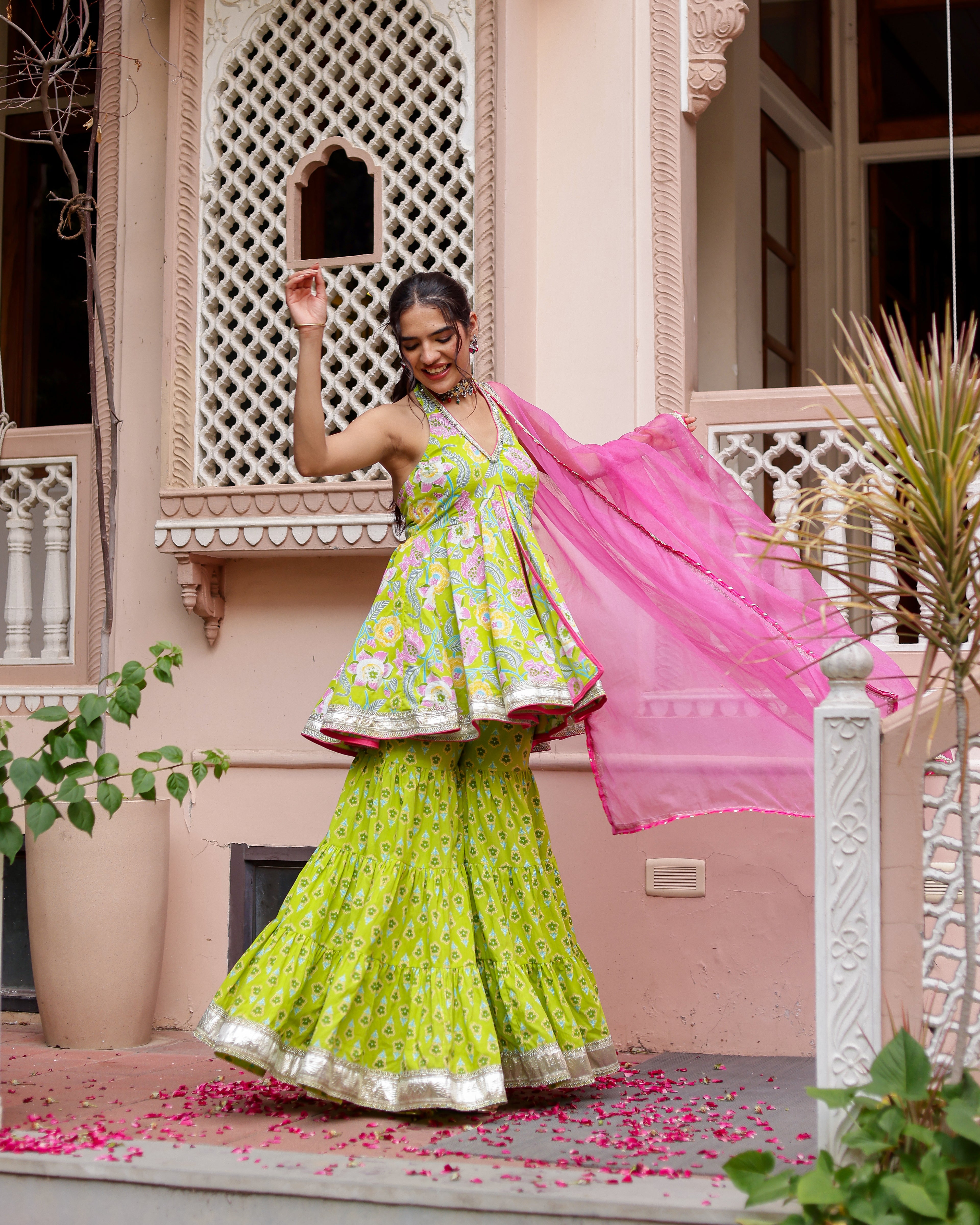 Tejas Handblock Gharara Set