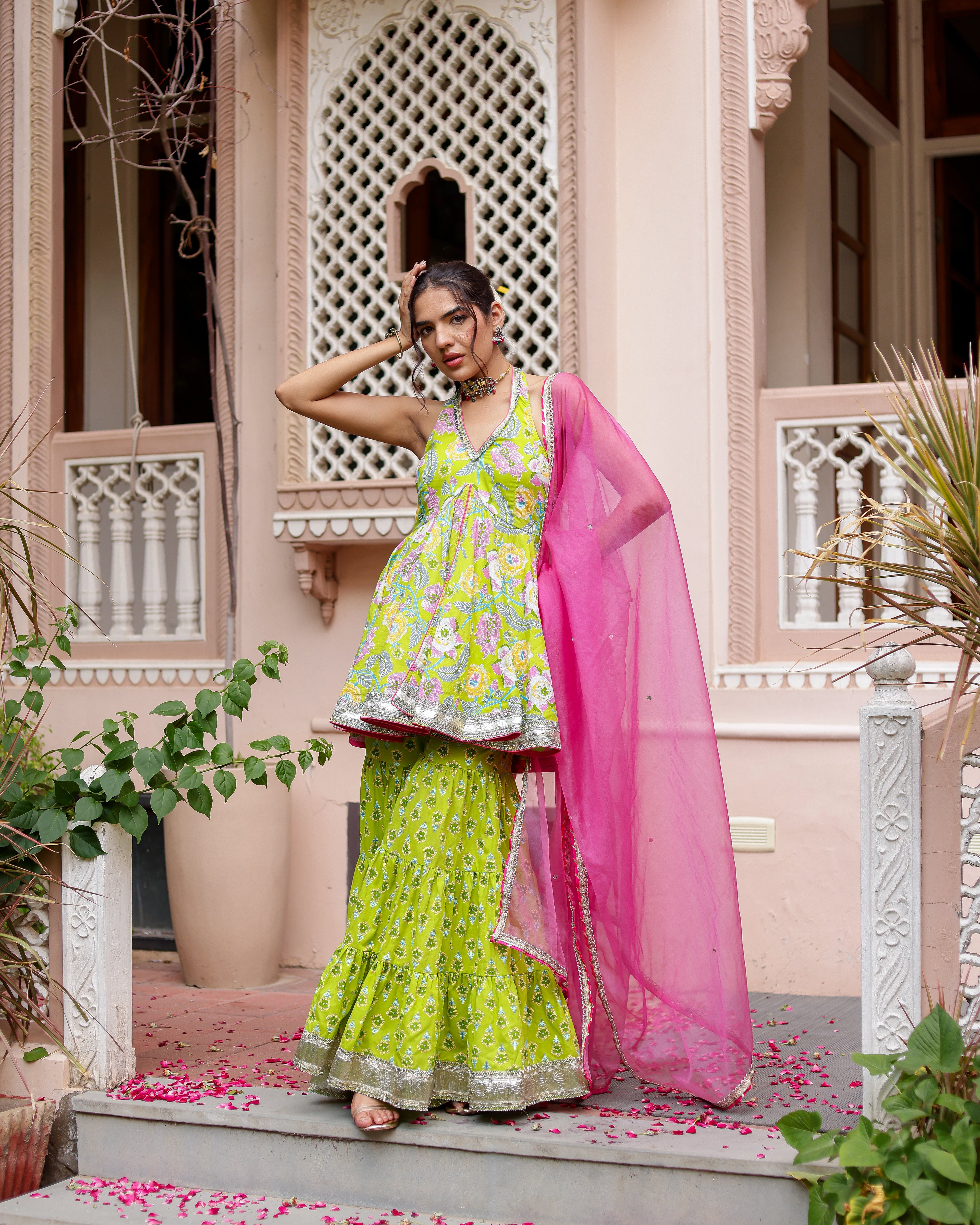 Tejas Handblock Gharara Set