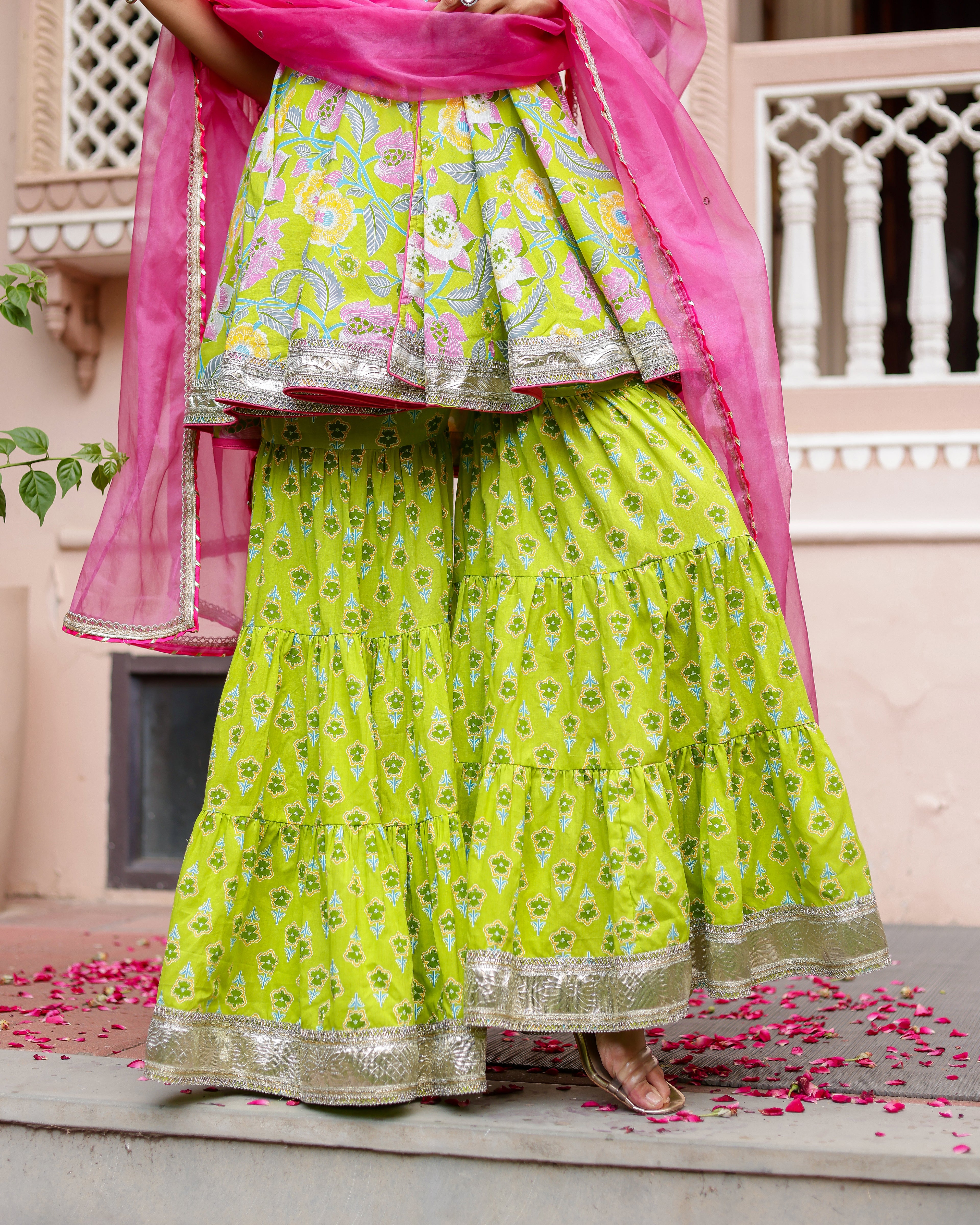 Tejas Handblock Gharara Set