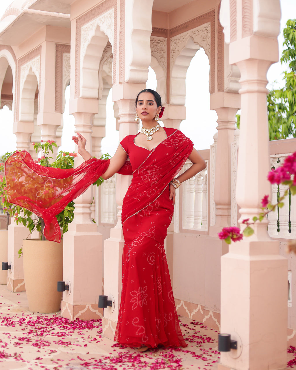 Smriti Bandhej Pre Drape Saree