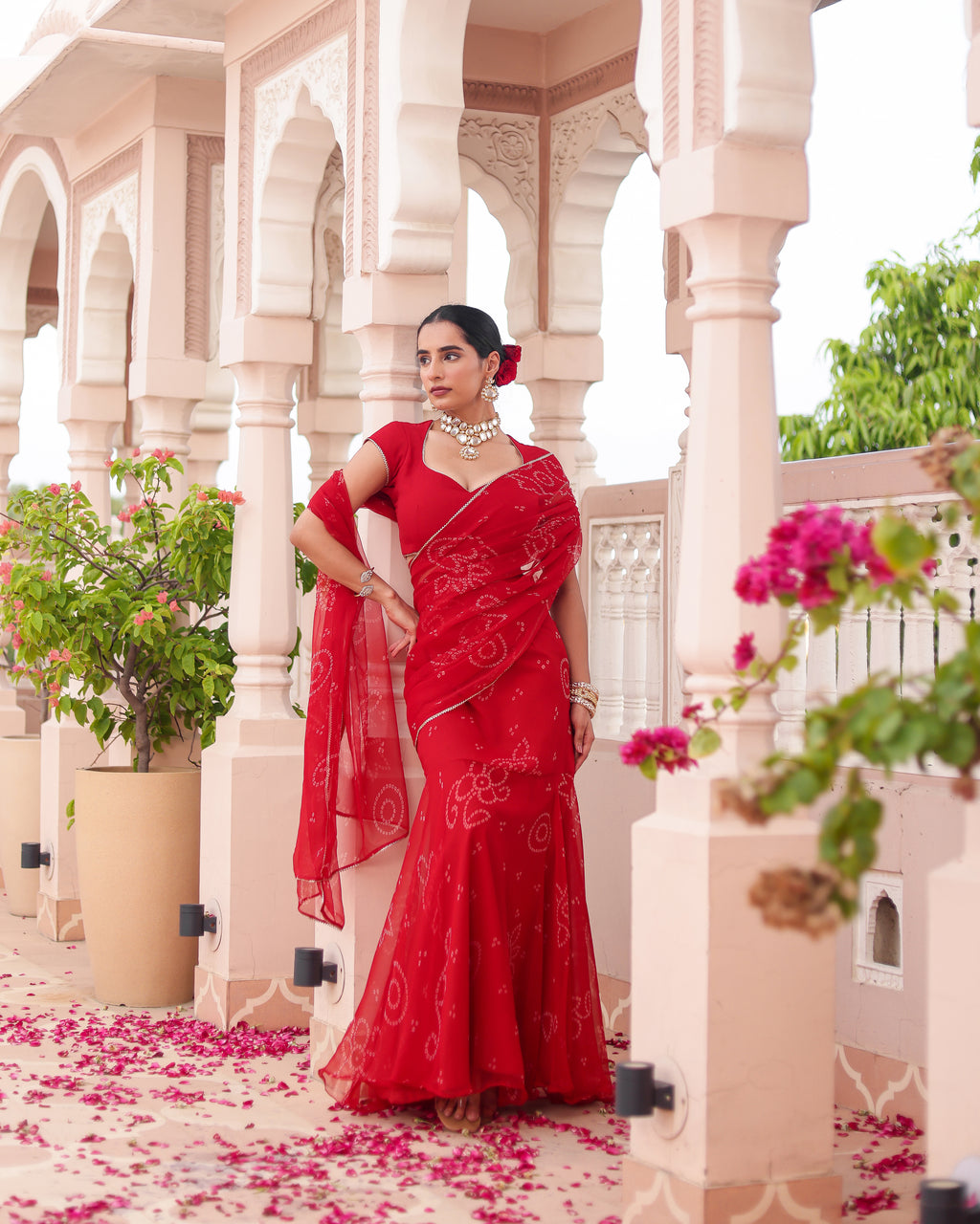 Smriti Bandhej Pre Drape Saree