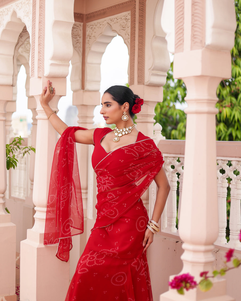 Smriti Bandhej Pre Drape Saree