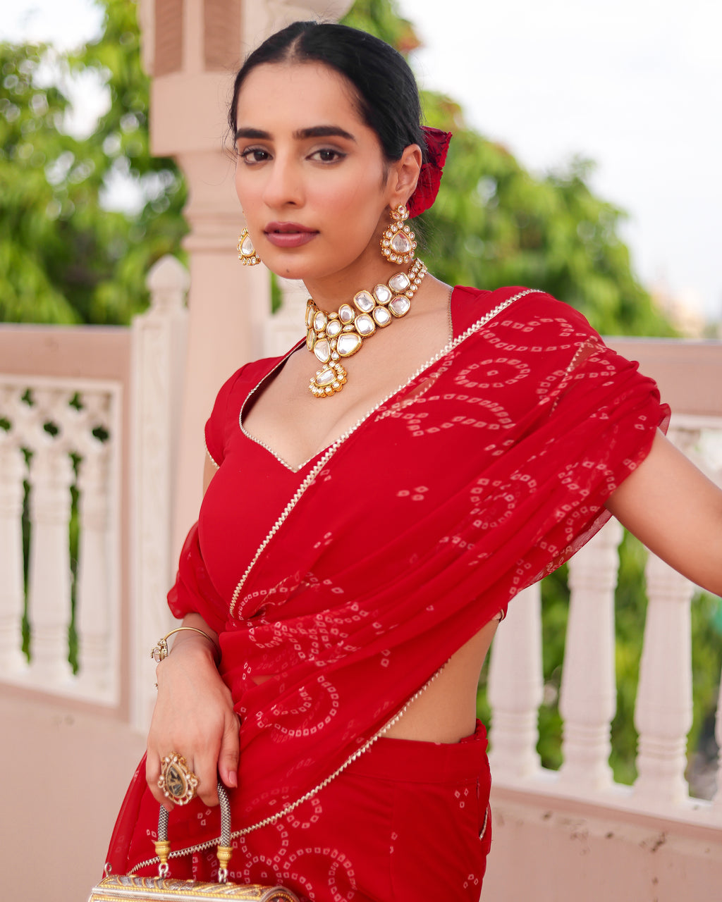 Smriti Bandhej Pre Drape Saree