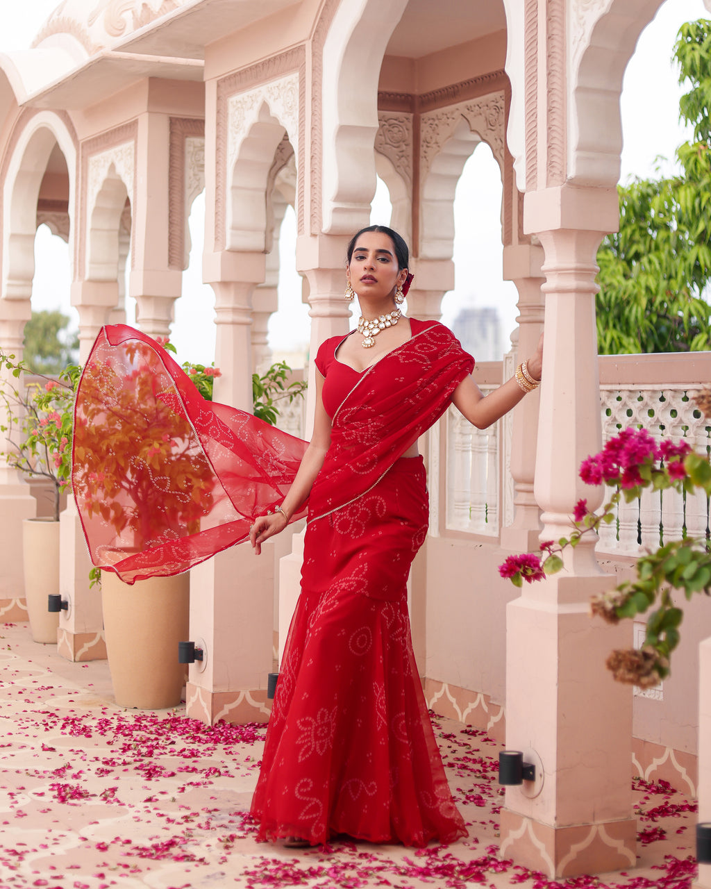 Smriti Bandhej Pre Drape Saree