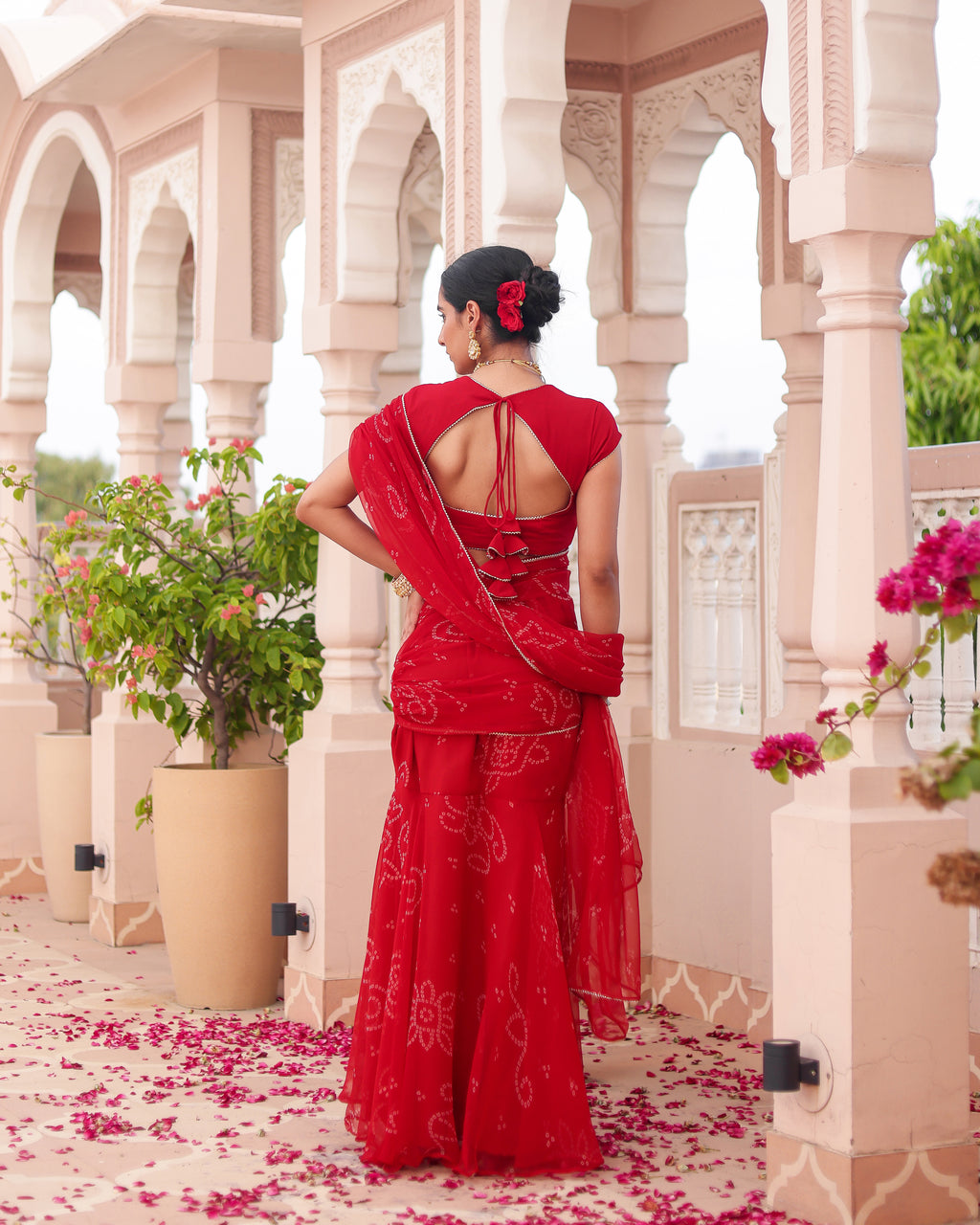 Smriti Bandhej Pre Drape Saree