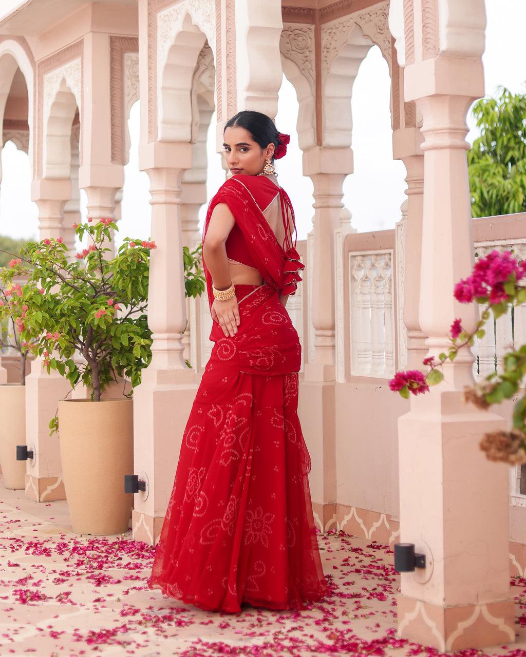 Smriti Bandhej Pre Drape Saree