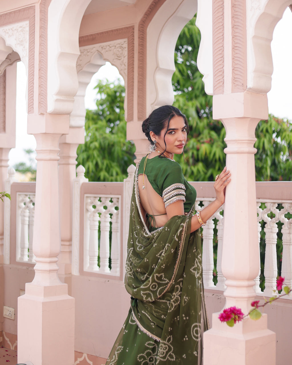 Madhur Bandhej Pre Drape Saree