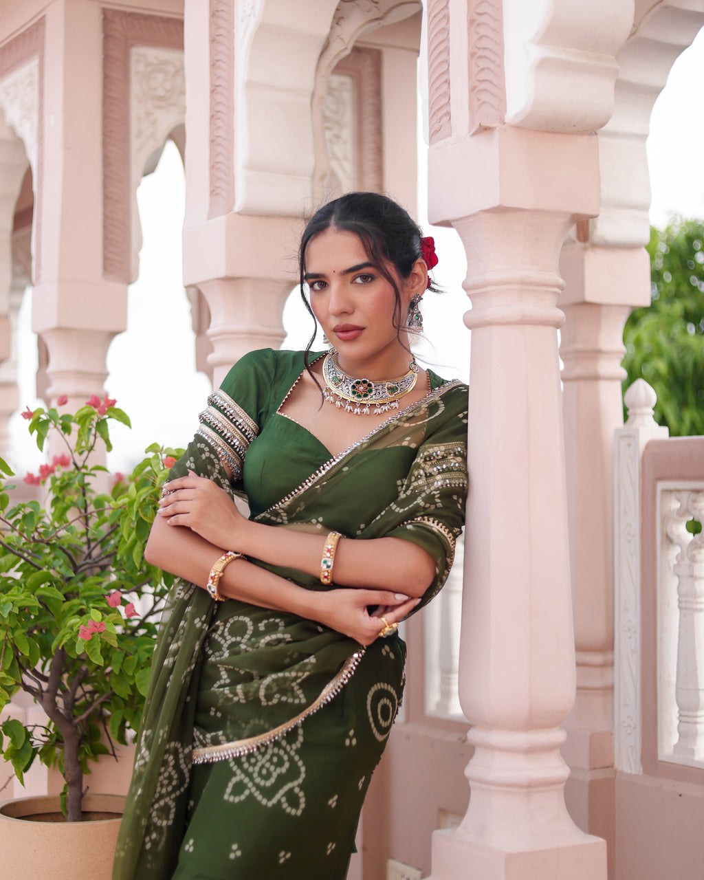 Madhur Bandhej Pre Drape Saree
