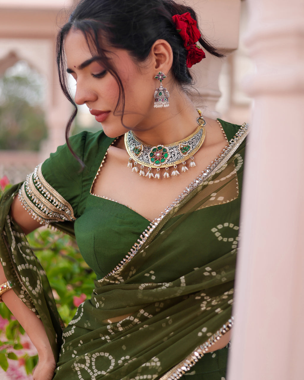 Madhur Bandhej Pre Drape Saree