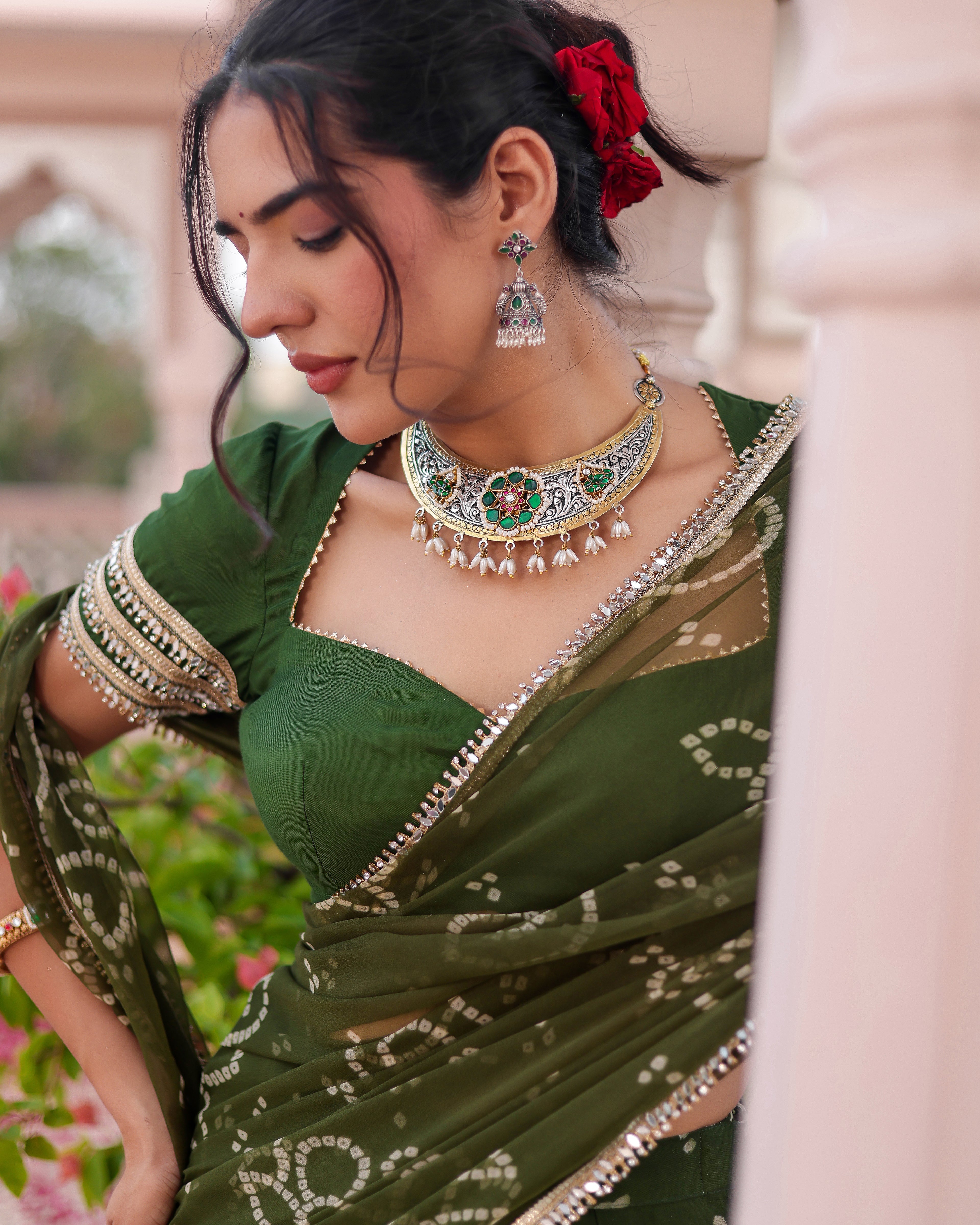 Madhur Bandhej Pre Drape Saree