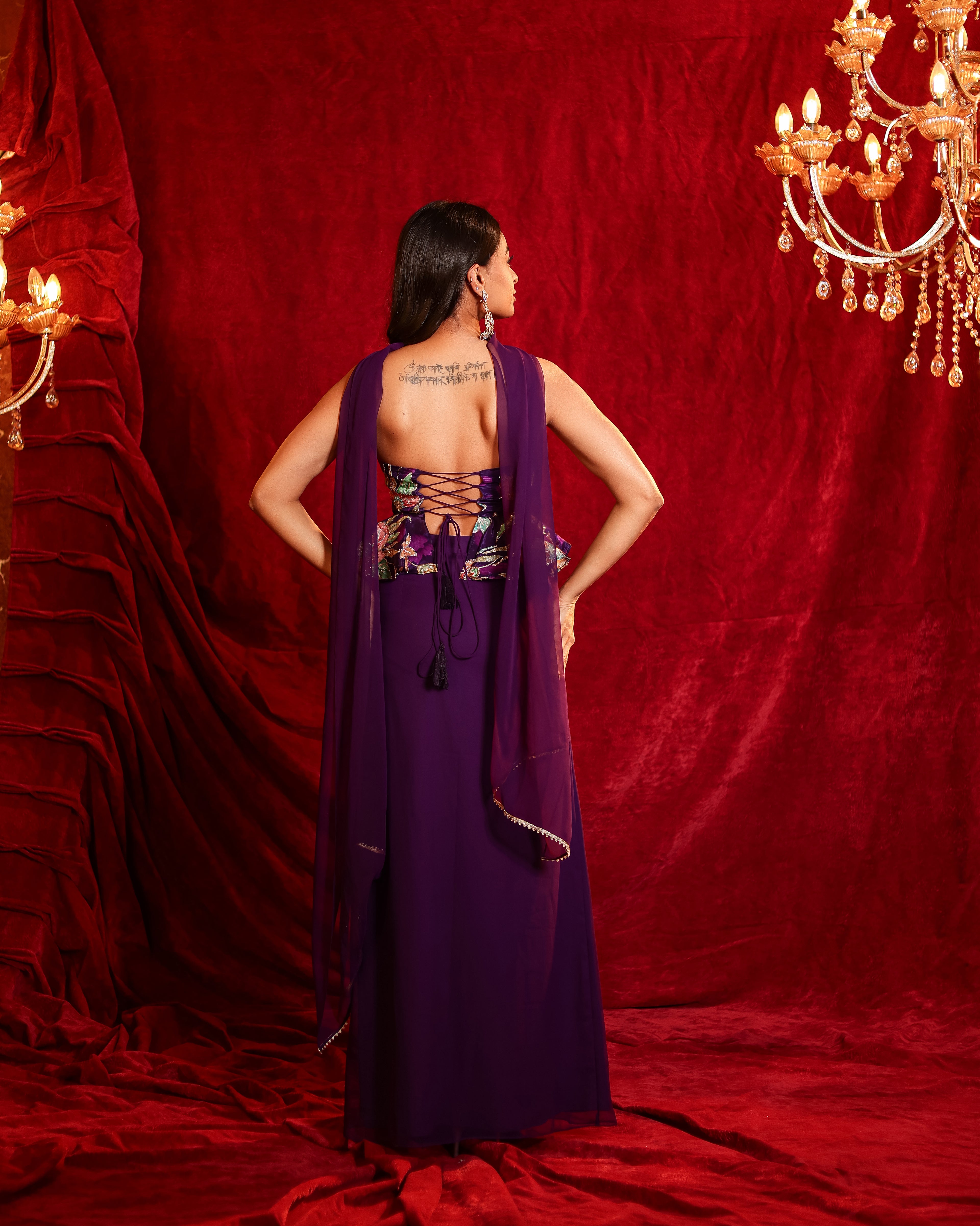 Bebo Handwork Drape Skirt Set